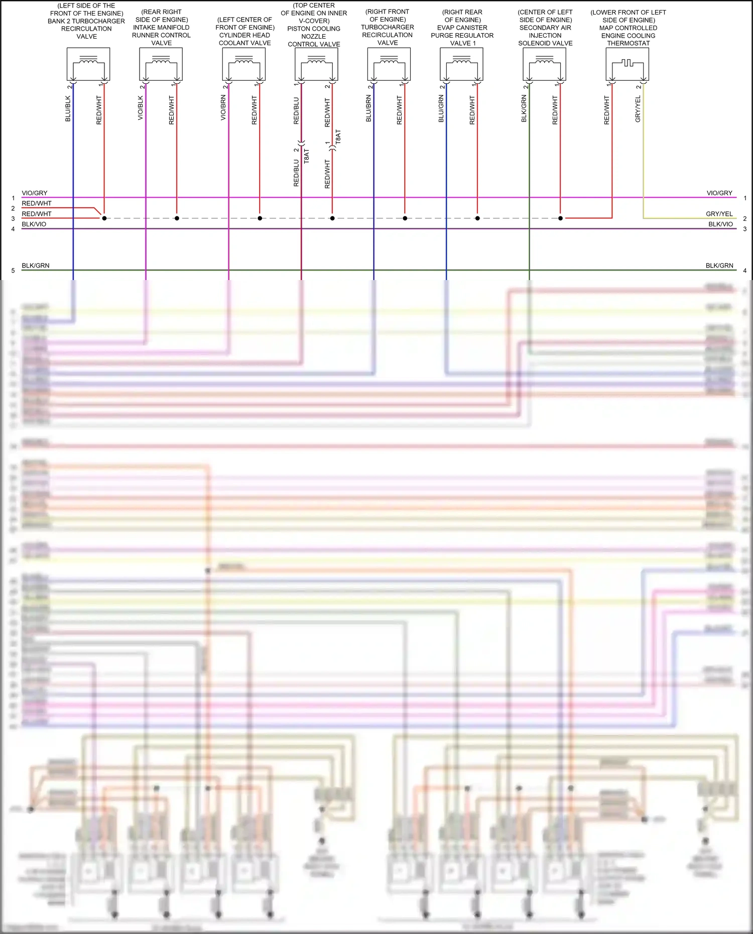 Wiring diagram (right front of engine for Audi S8 D4 facelift (2013-2018) (1 of 2)