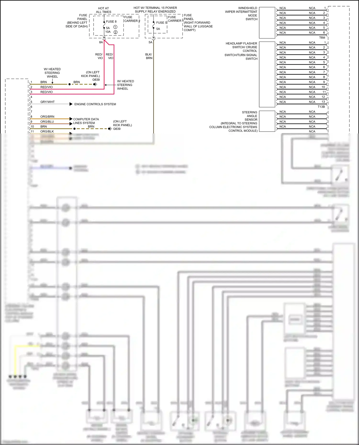 Wiring diagram windshield wiper intermittent mode switch for Audi S8 D4 facelift (2013-2018) (1 of 2)
