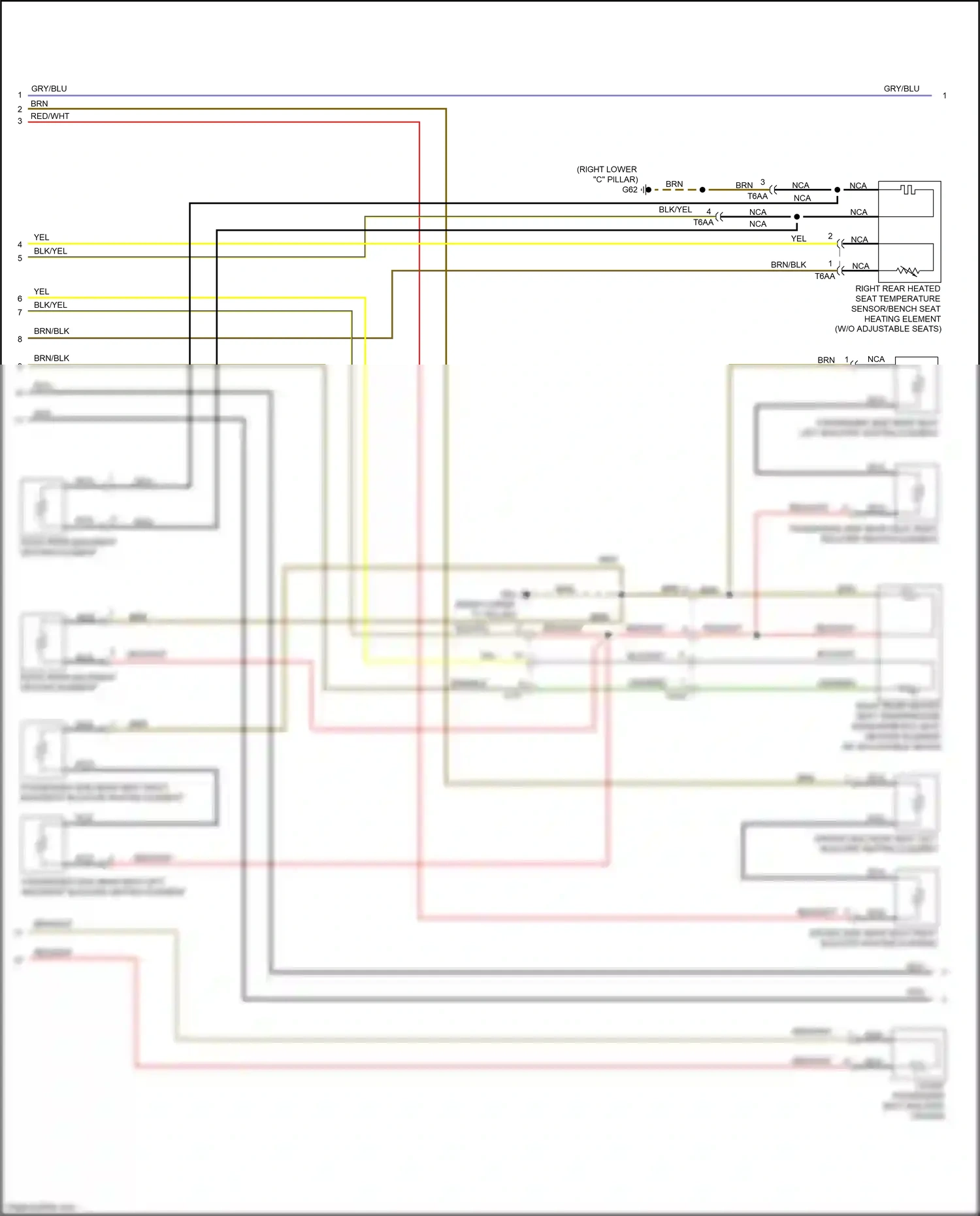 Wiring diagram w/o adjustable seats for Audi S8 D4 facelift (2013-2018) (2 of 2)