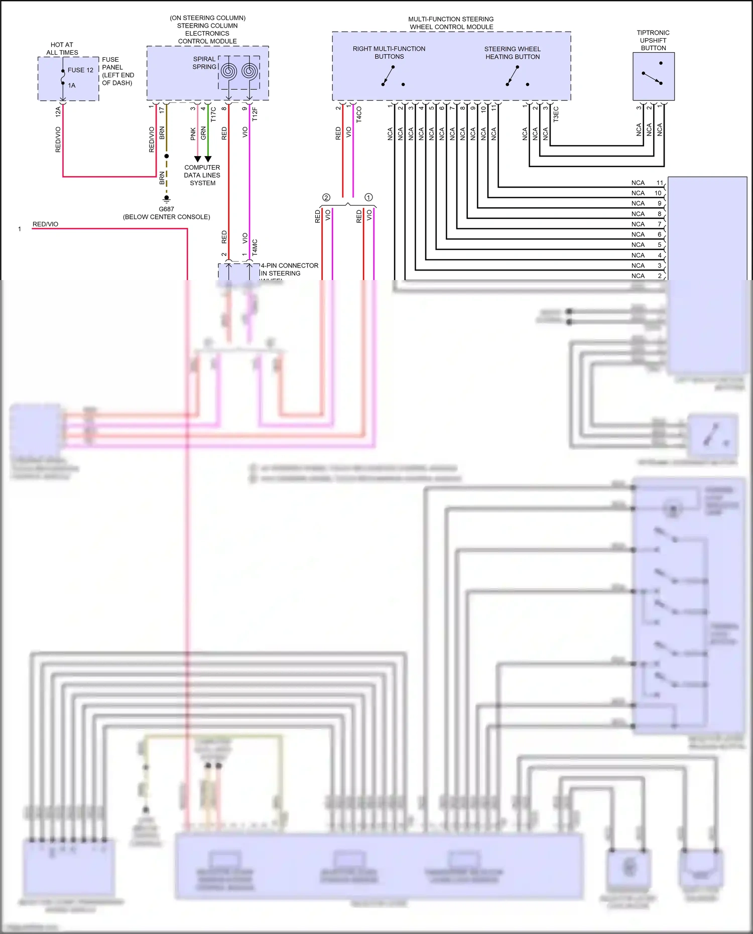 Audi SQ5 Sportback FY (2020-2024) multi-function steering wheel control module wiring diagram  (1 of 4)