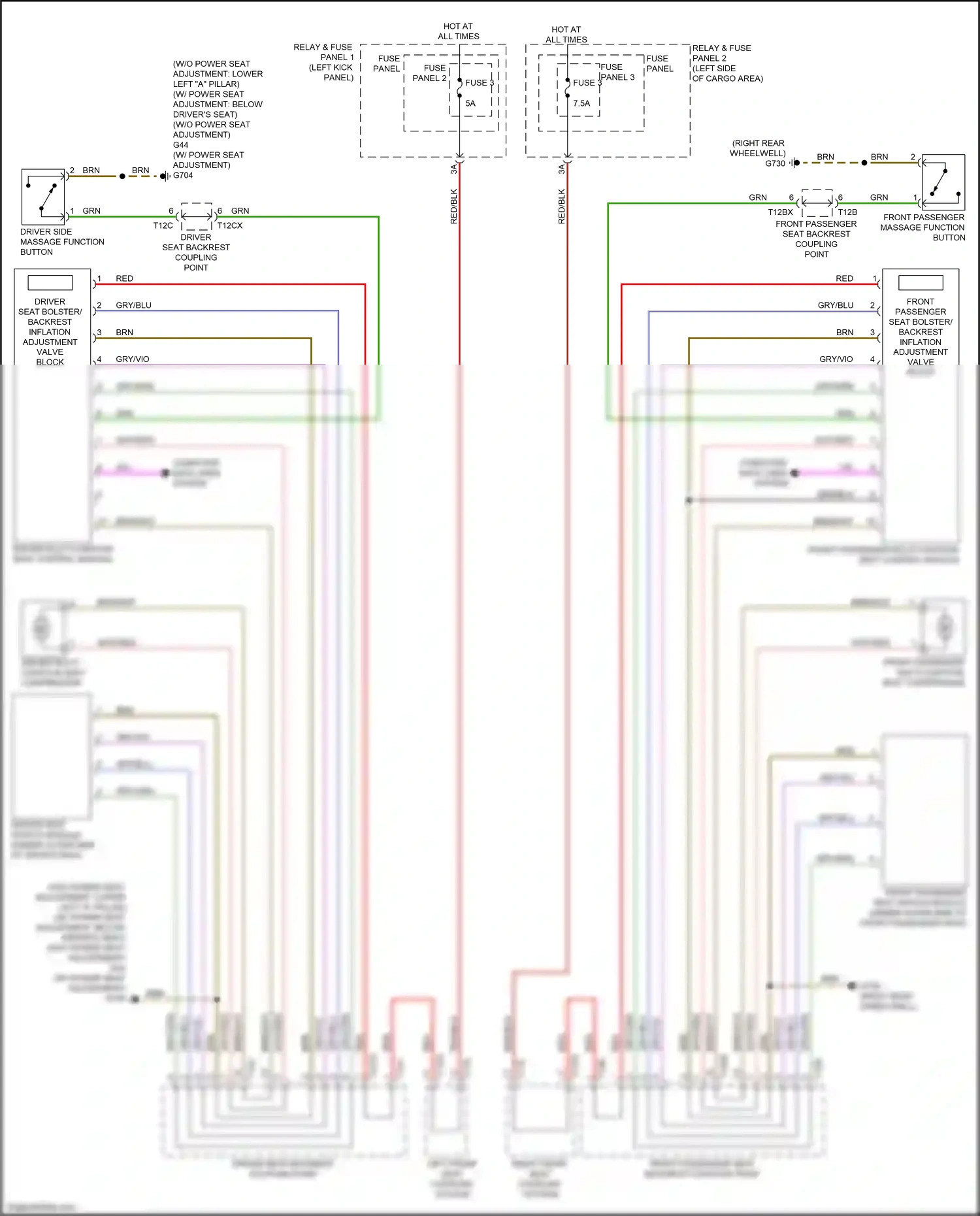Audi SQ5 II facelift (2020-2024) driver side massage function button wiring diagram  (3 of 3)