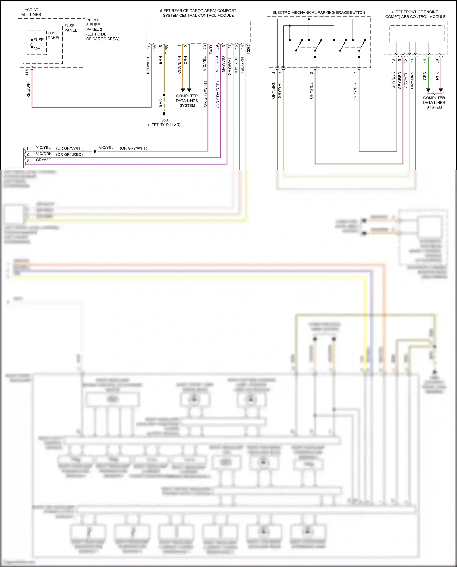 Audi SQ5 II facelift (2020-2024) left front level control system sensor wiring diagram  (4 of 4)