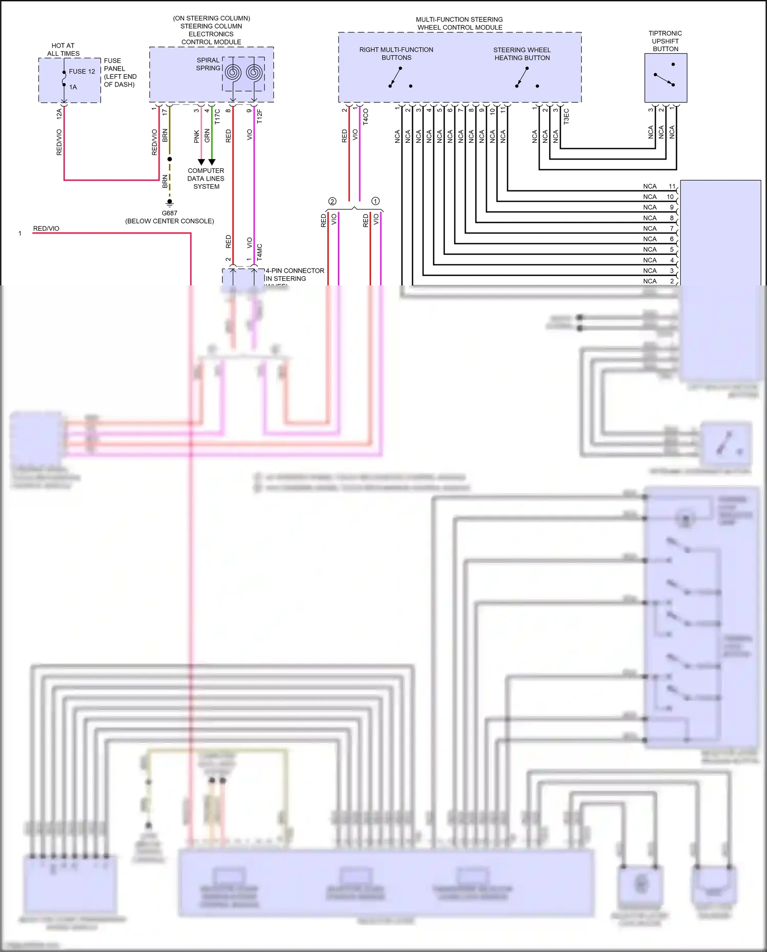 Audi SQ5 II facelift (2020-2024) multi-function steering wheel control module wiring diagram  (1 of 4)