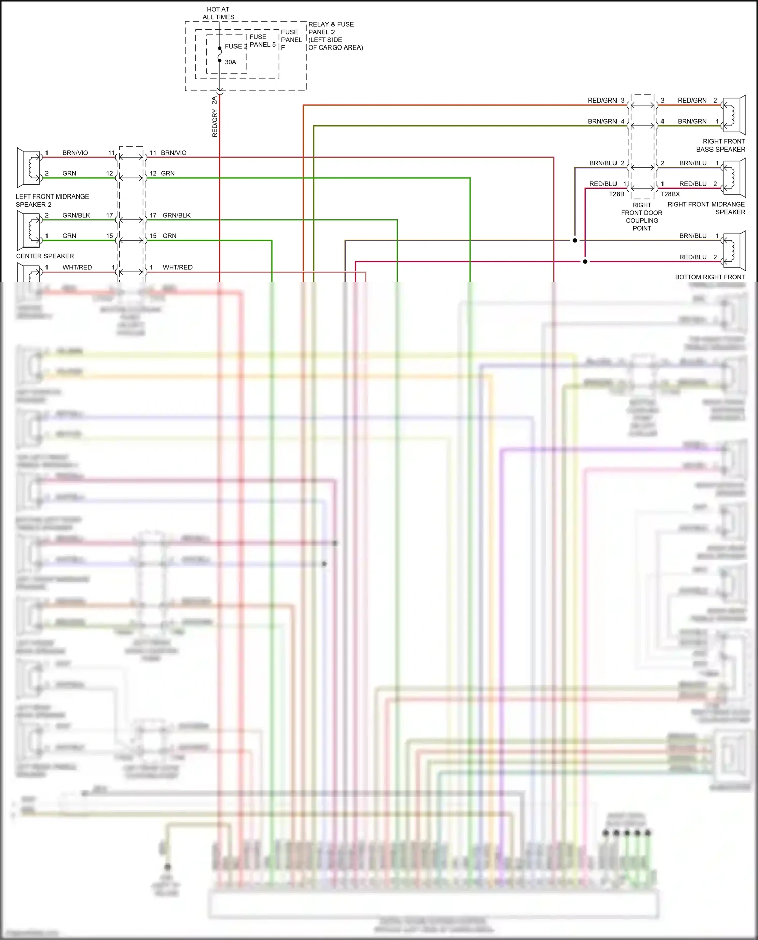 Audi SQ5 II (2017-2020) left front midrange speaker wiring diagram  (1 of 1)