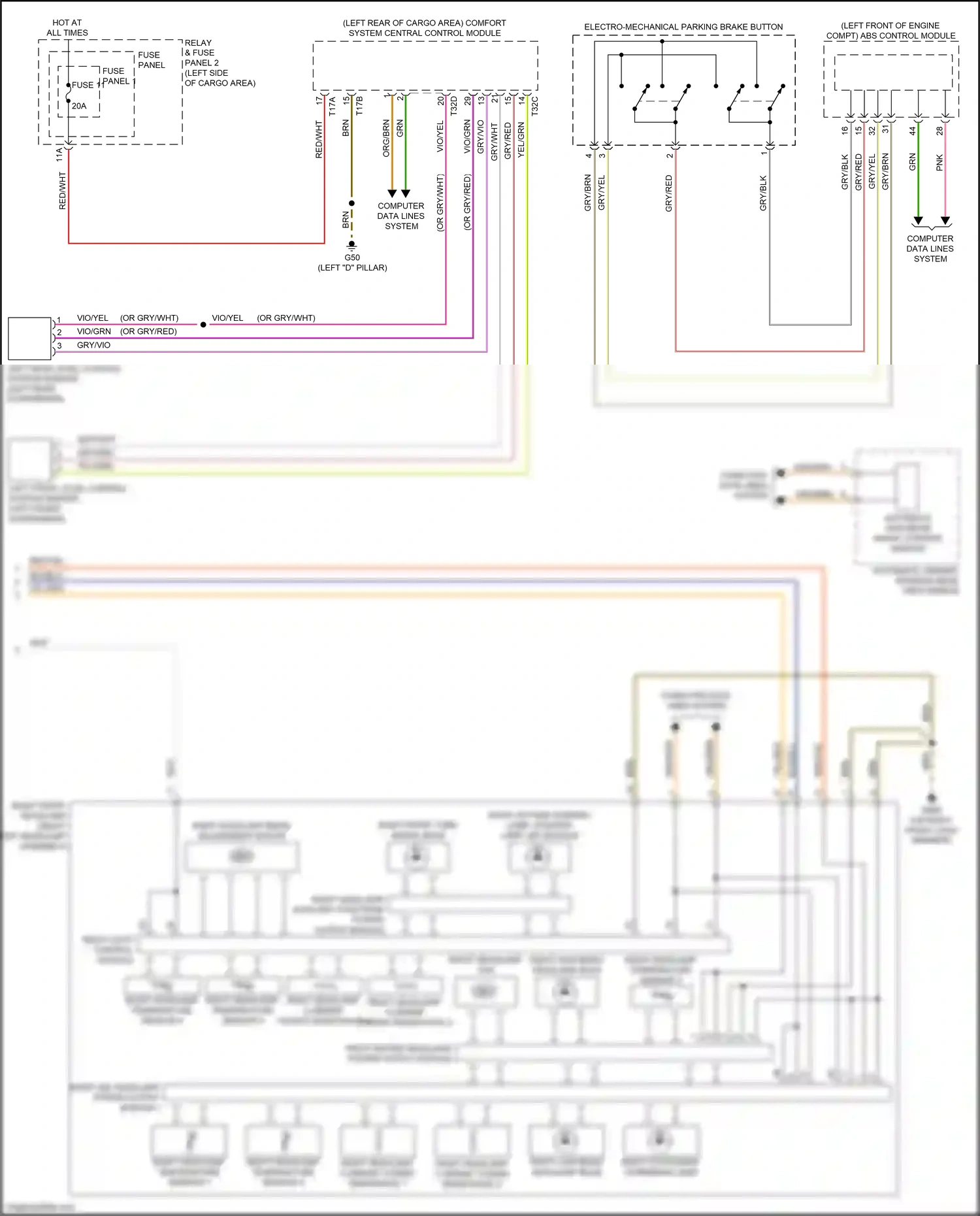 Audi SQ5 II (2017-2020) left rear level control system sensor wiring diagram  (4 of 4)