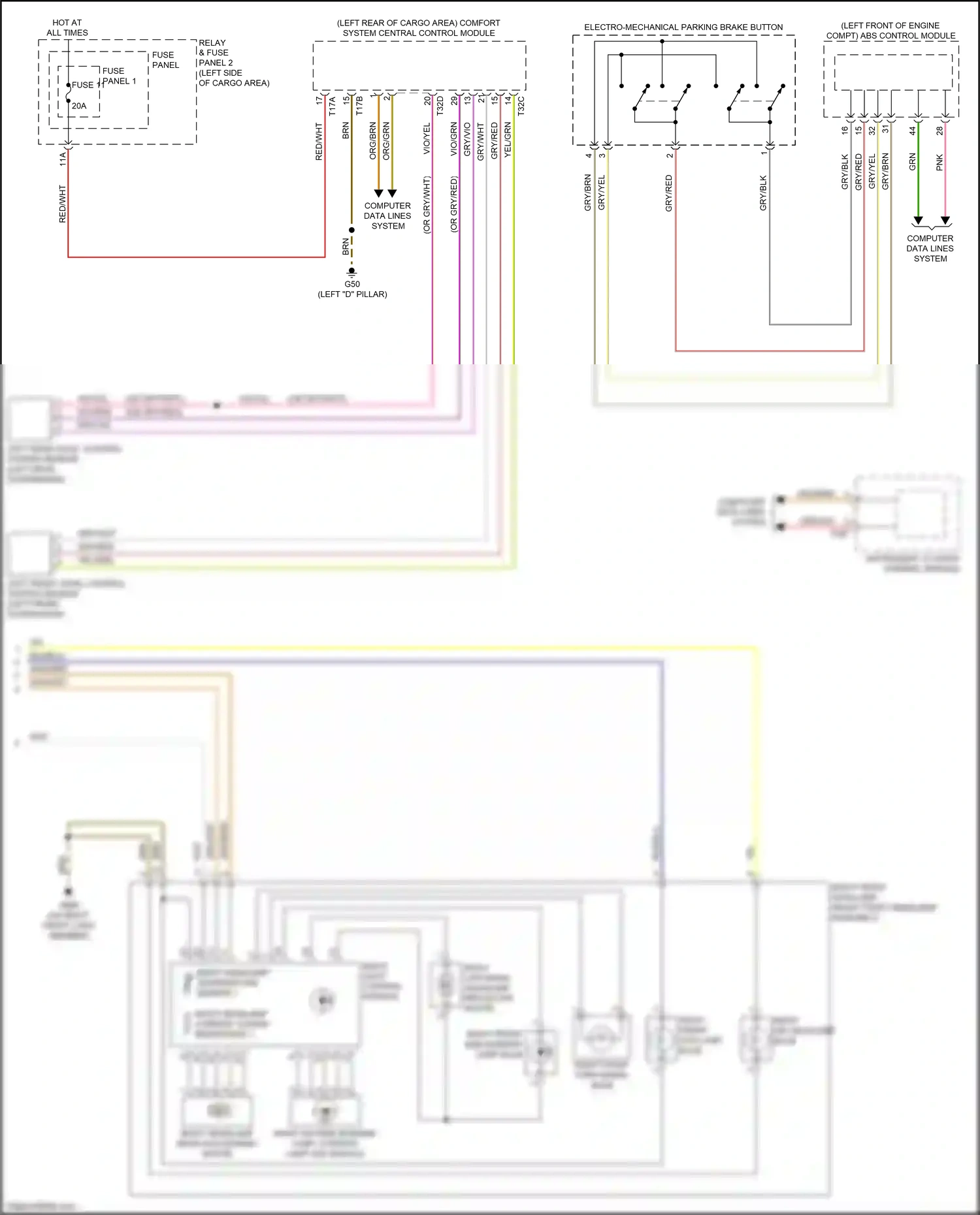 Audi SQ5 II (2017-2020) left rear level control system sensor wiring diagram  (2 of 4)
