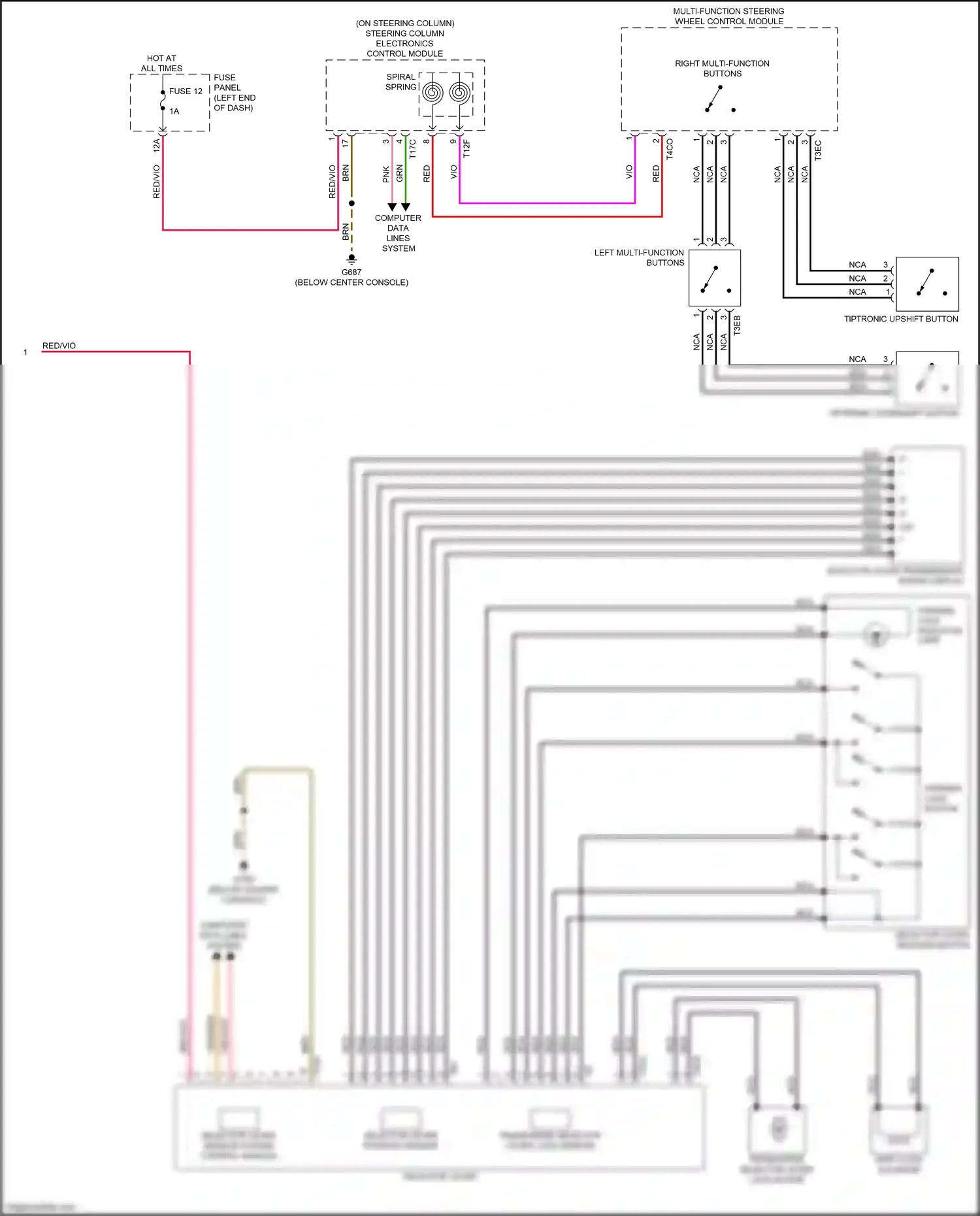 Audi SQ5 II (2017-2020) steering column electronics control module wiring diagram  (1 of 11)