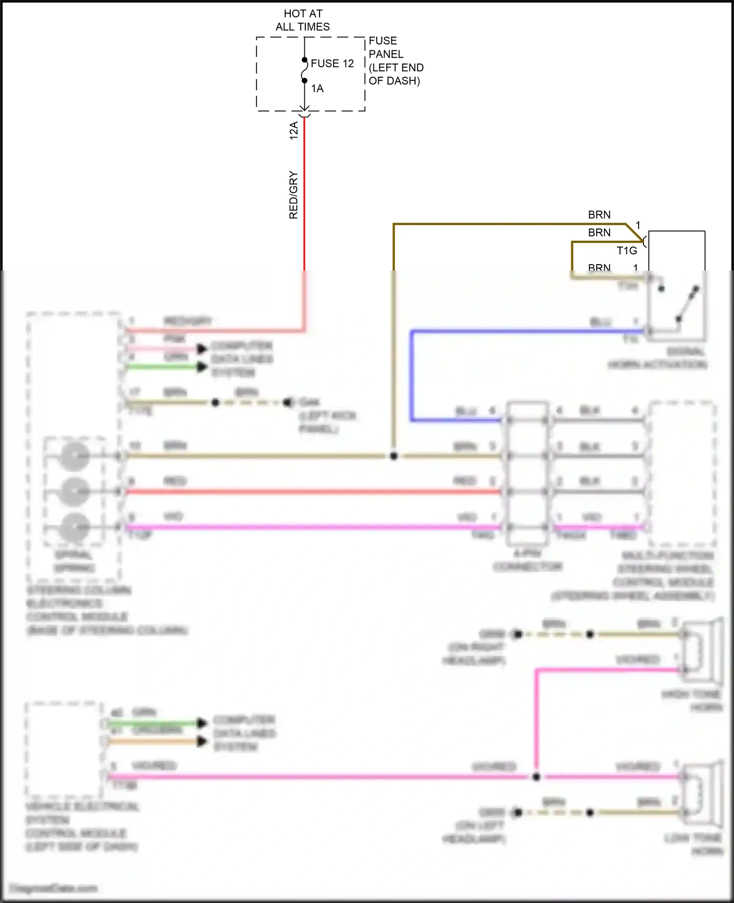 Audi SQ7 4M facelift (2019-2024) multi-function steering wheel control module wiring diagram  (2 of 2)