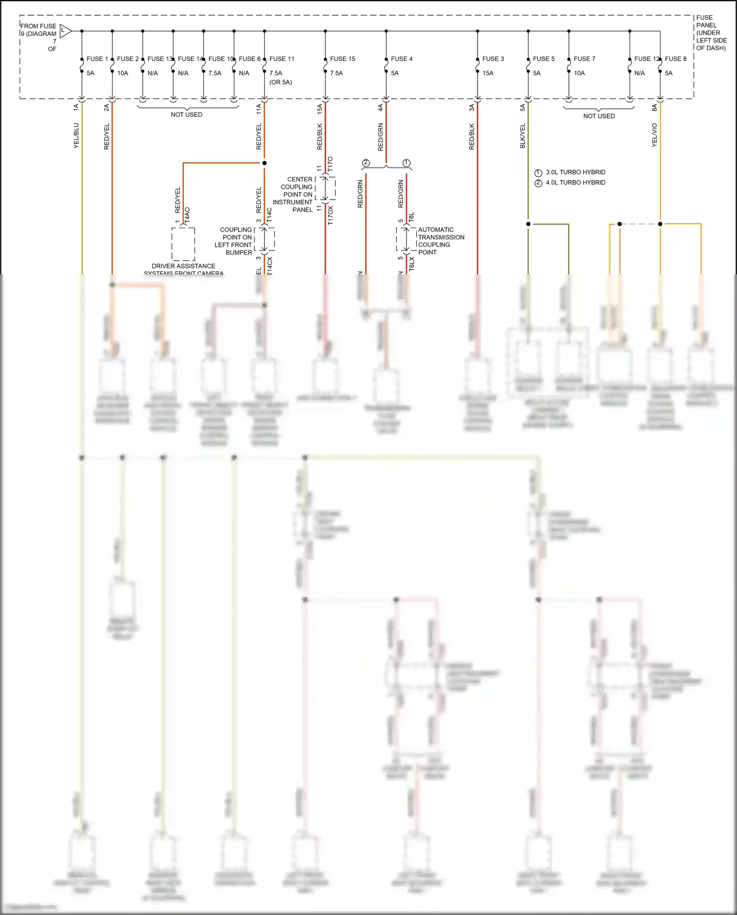 Wiring diagram coupling point on left front bumper for Audi SQ8 I facelift (2023-2024) (7 of 9)