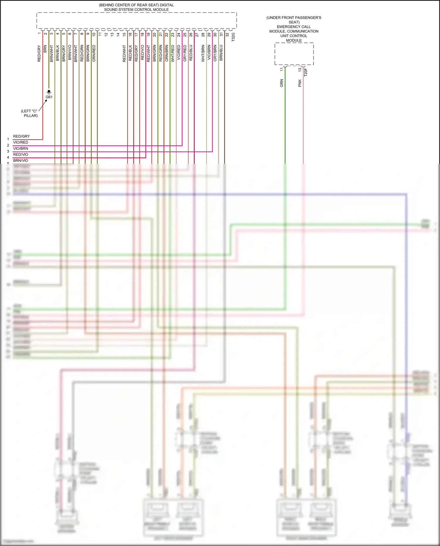 Wiring diagram emergency call module, communication unit control module for Audi SQ8 I facelift (2023-2024) (4 of 10)