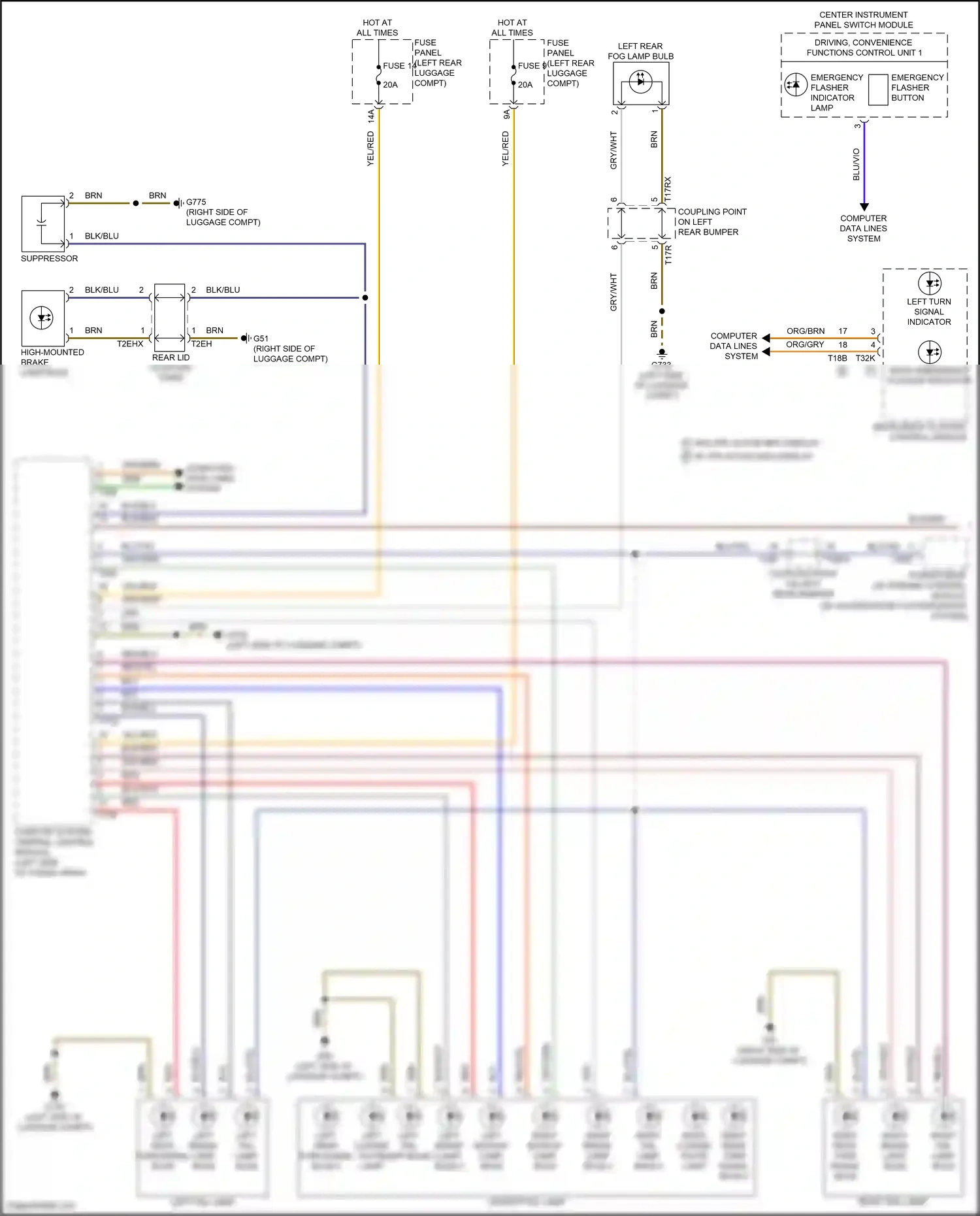 Wiring diagram emergency flasher button for Audi SQ8 I facelift (2023-2024) (1 of 1)