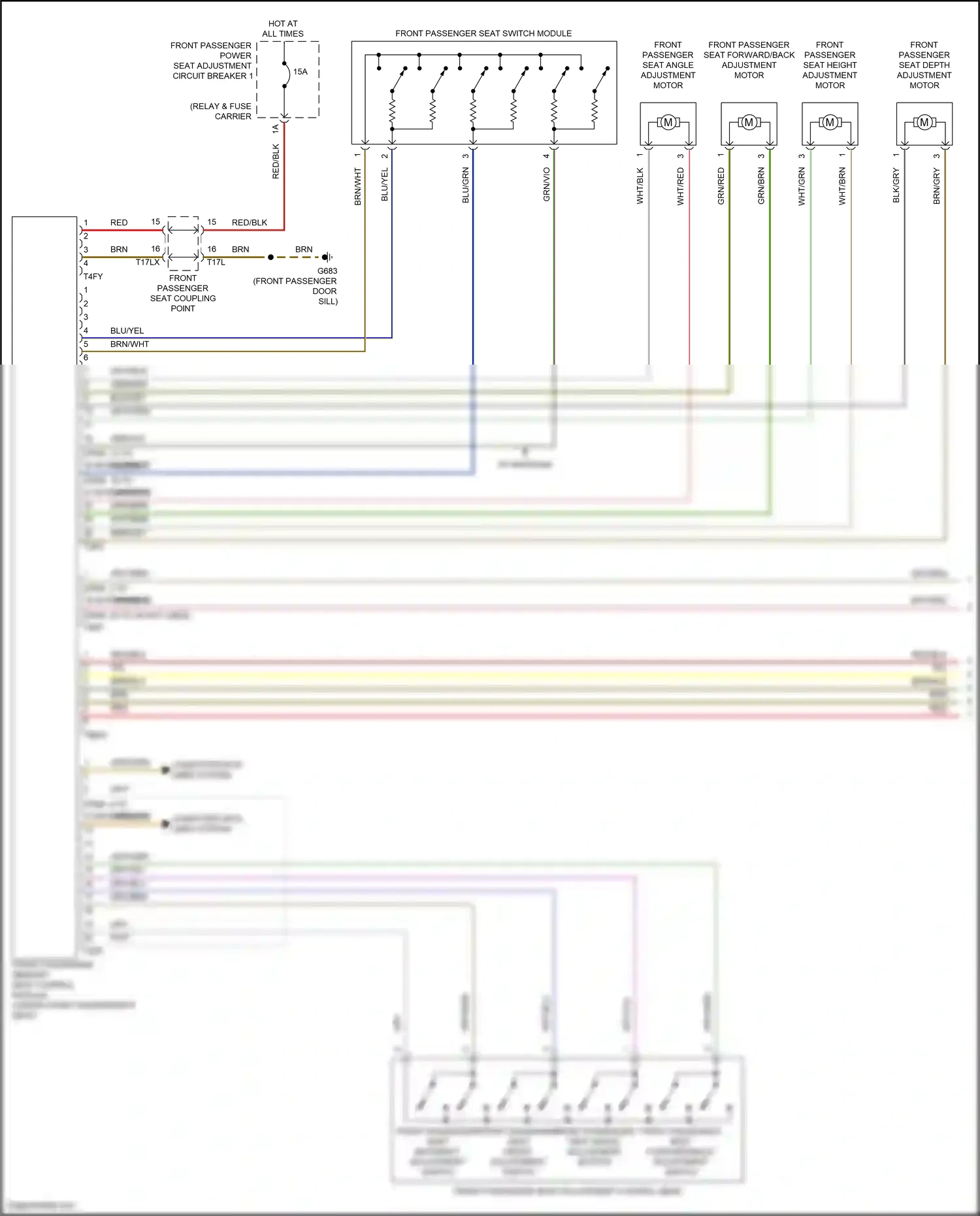 Wiring diagram front passenger memory seat control module for Audi SQ8 I facelift (2023-2024) (3 of 6)