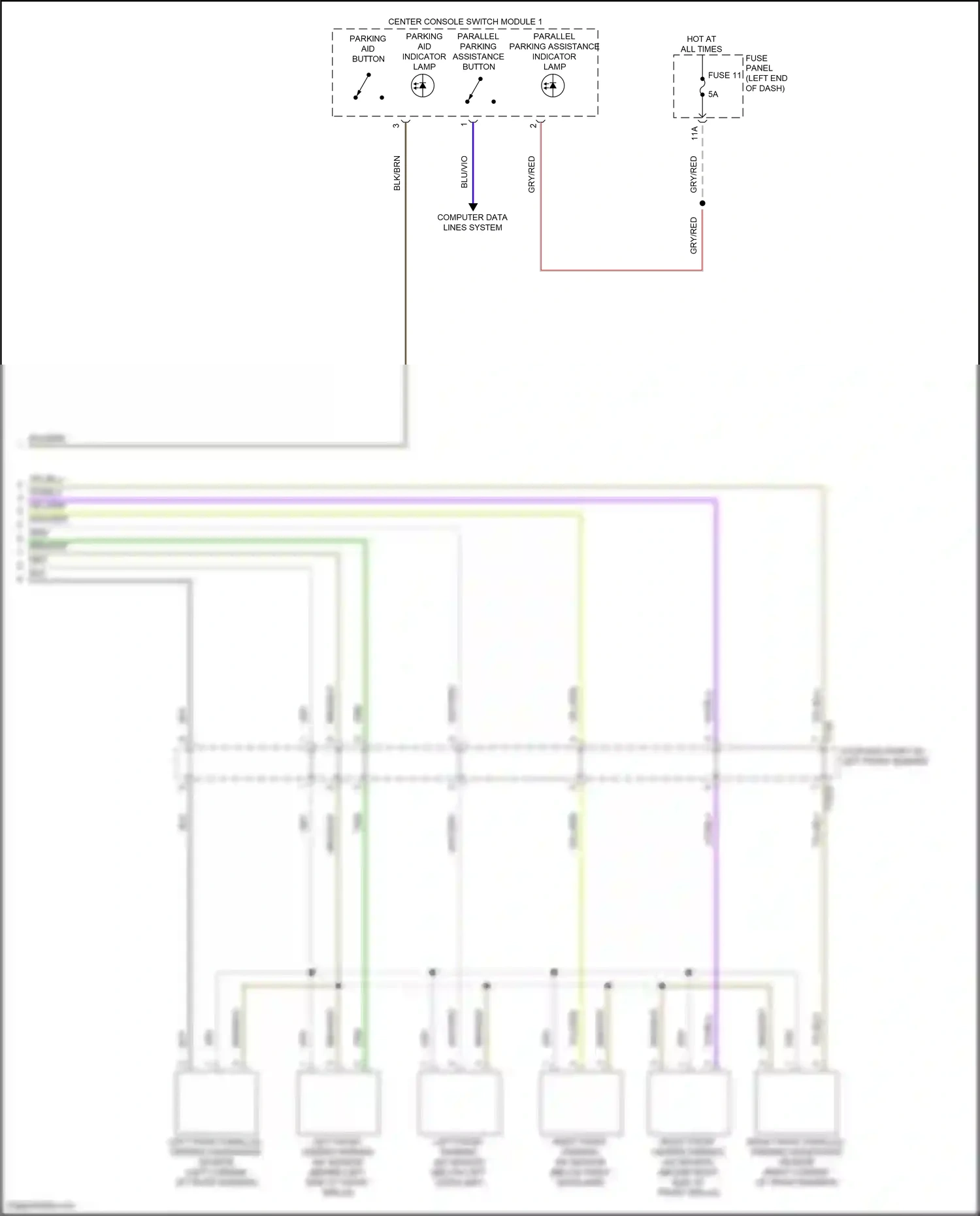 Wiring diagram left front parking aid sensor for Audi SQ8 I facelift (2023-2024) (2 of 3)