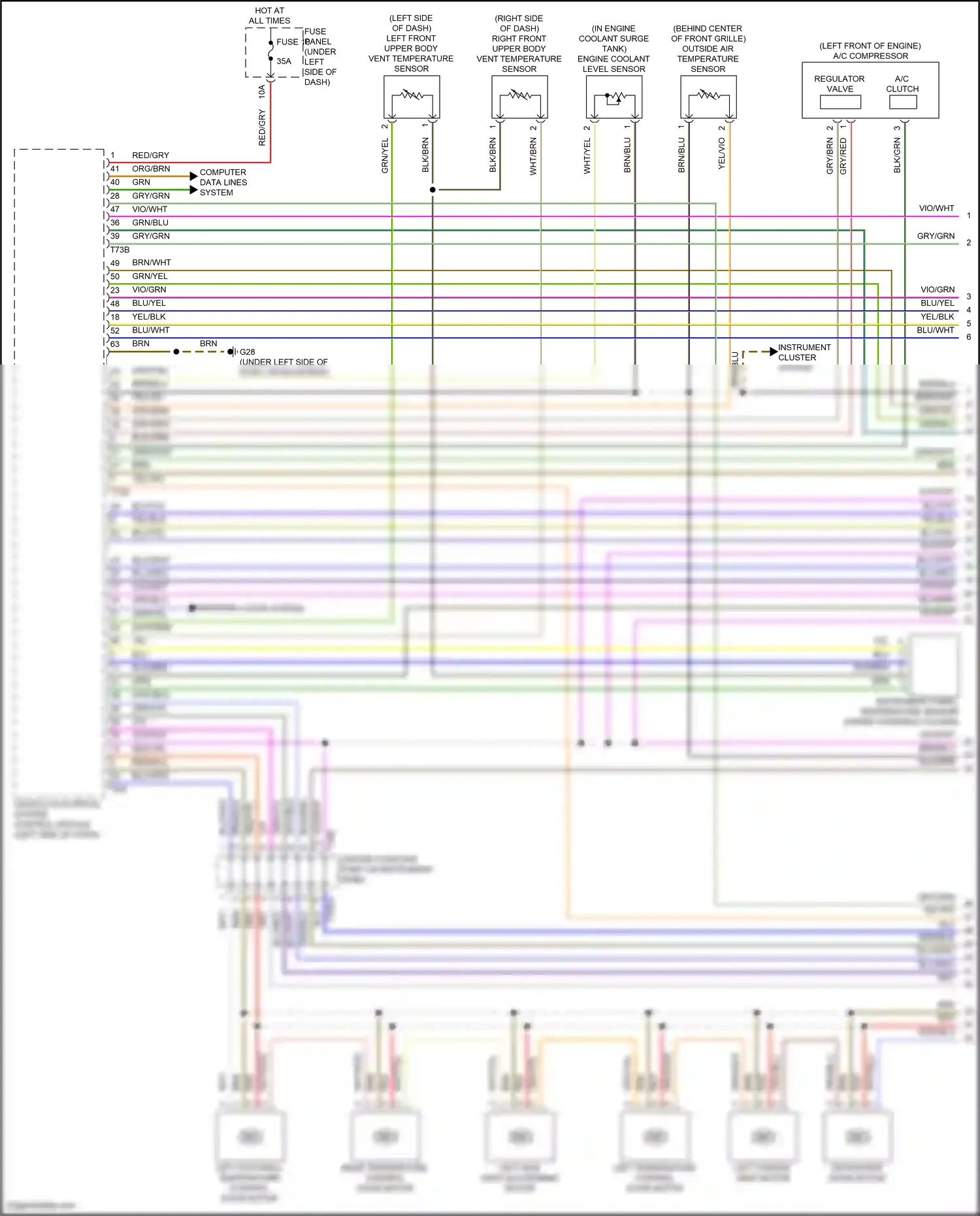Wiring diagram left front upper body vent temperature sensor for Audi SQ8 I facelift (2023-2024) (1 of 5)