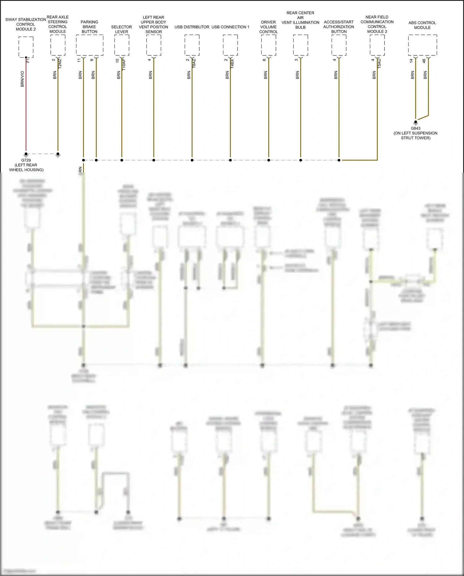 Wiring diagram left rear backrest heating element for Audi SQ8 I facelift (2023-2024) (1 of 2)