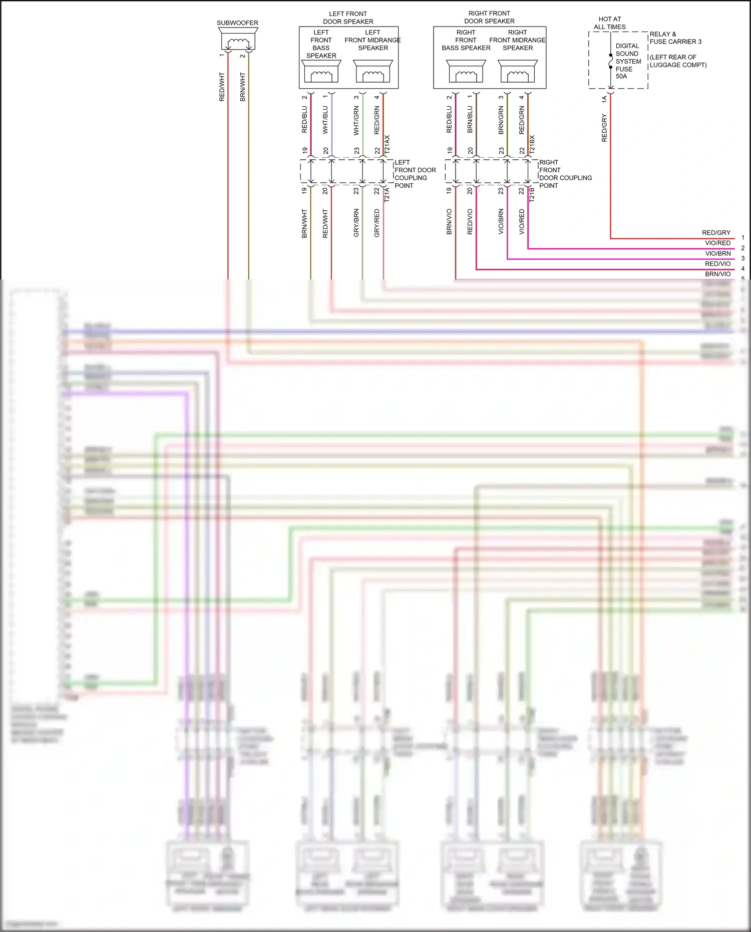 Wiring diagram left rear midrange speaker for Audi SQ8 I facelift (2023-2024) (1 of 2)