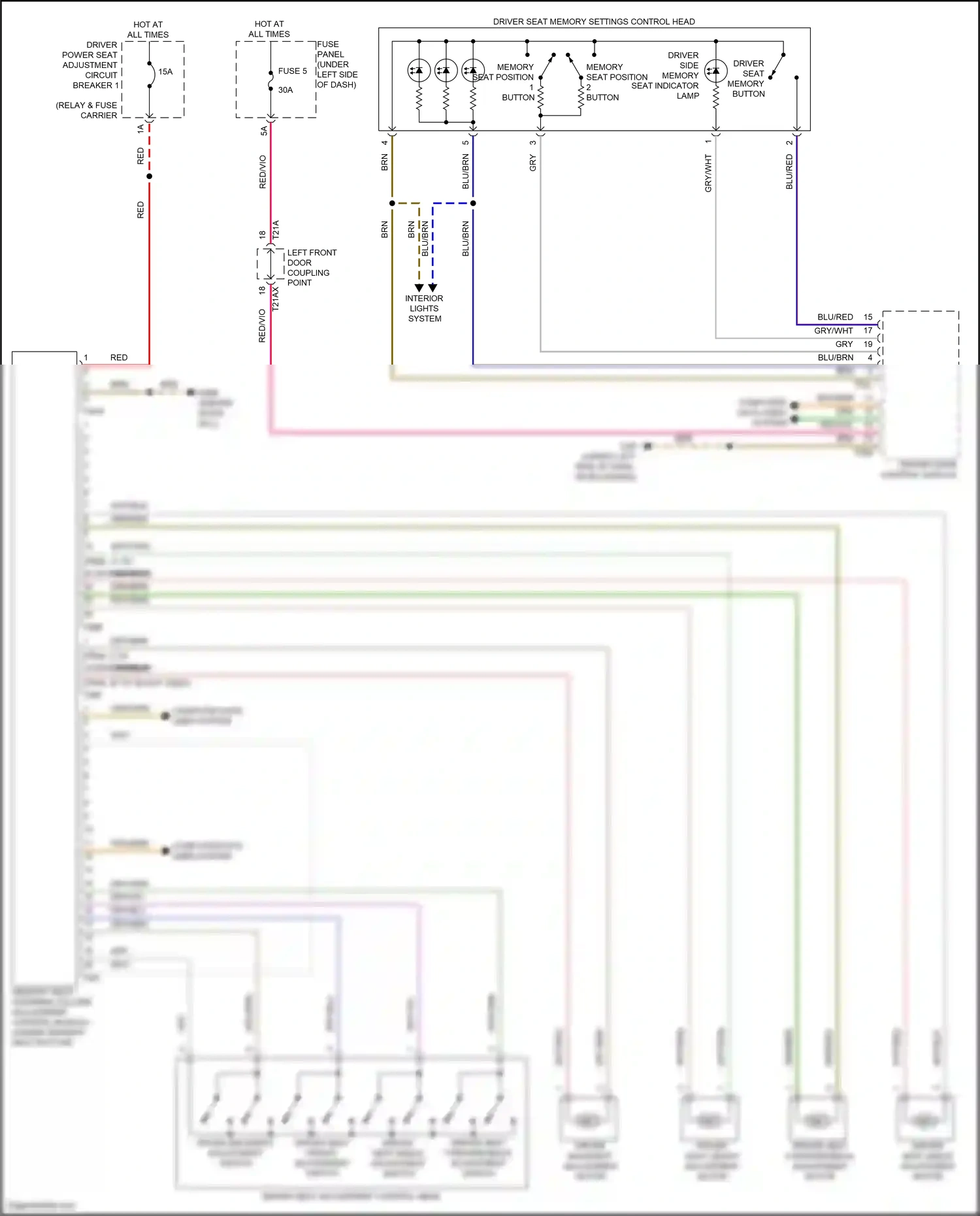 Wiring diagram memory seat/ steering column adjustment control module for Audi SQ8 I facelift (2023-2024) (3 of 6)
