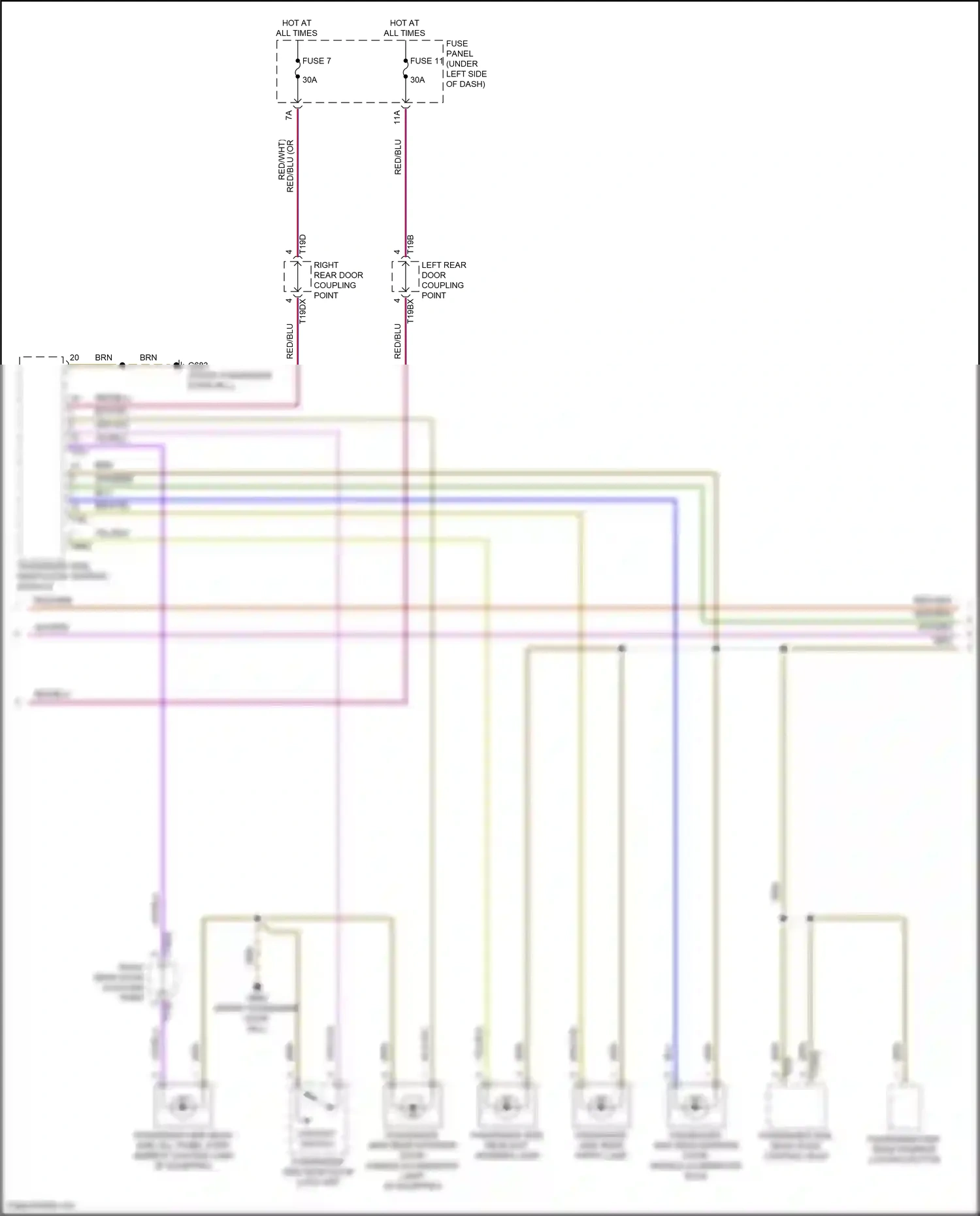 Wiring diagram passenger side rear exit warning lamp for Audi SQ8 I facelift (2023-2024) (1 of 1)