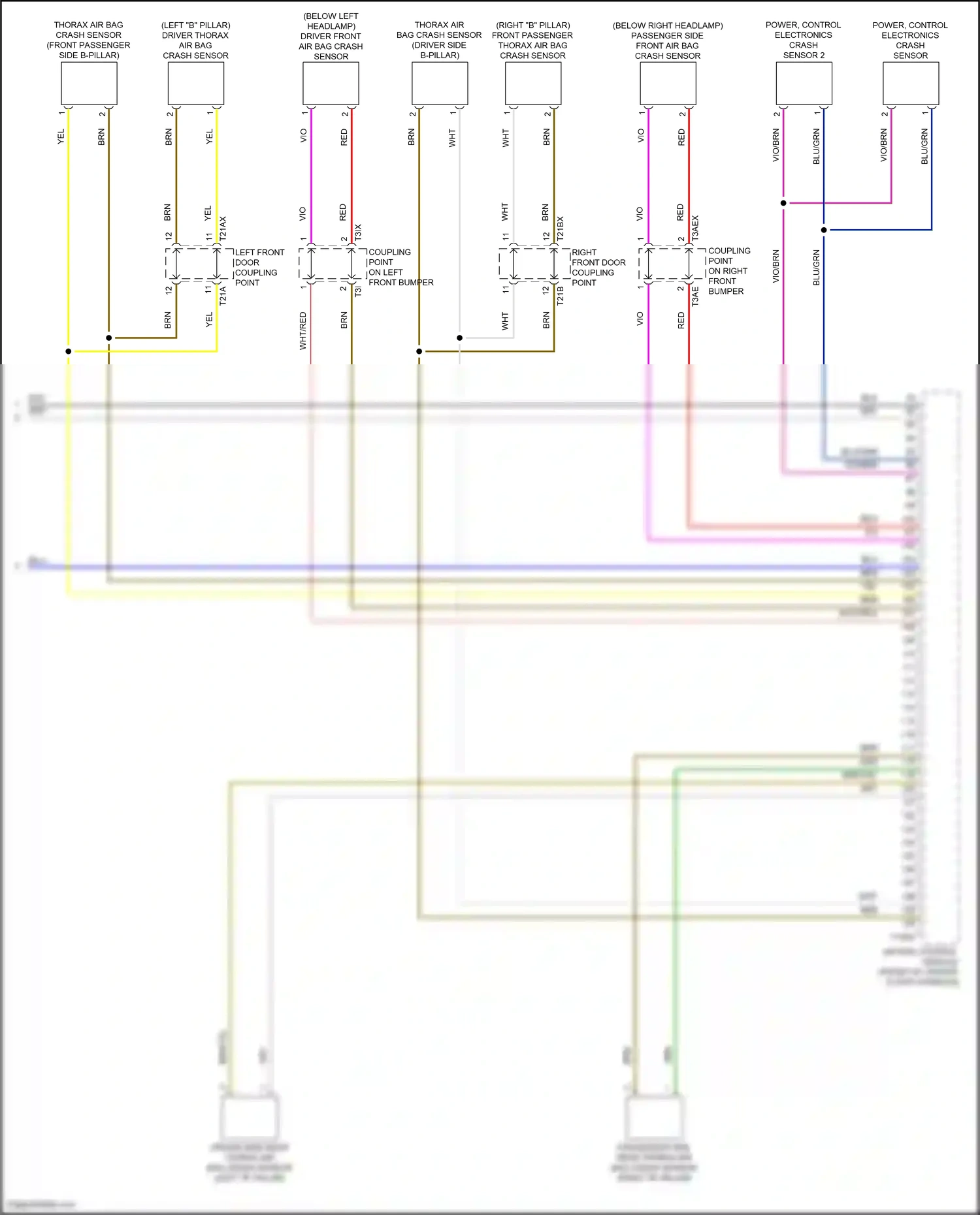 Wiring diagram power, control electronics crash sensor for Audi SQ8 I facelift (2023-2024) (1 of 1)