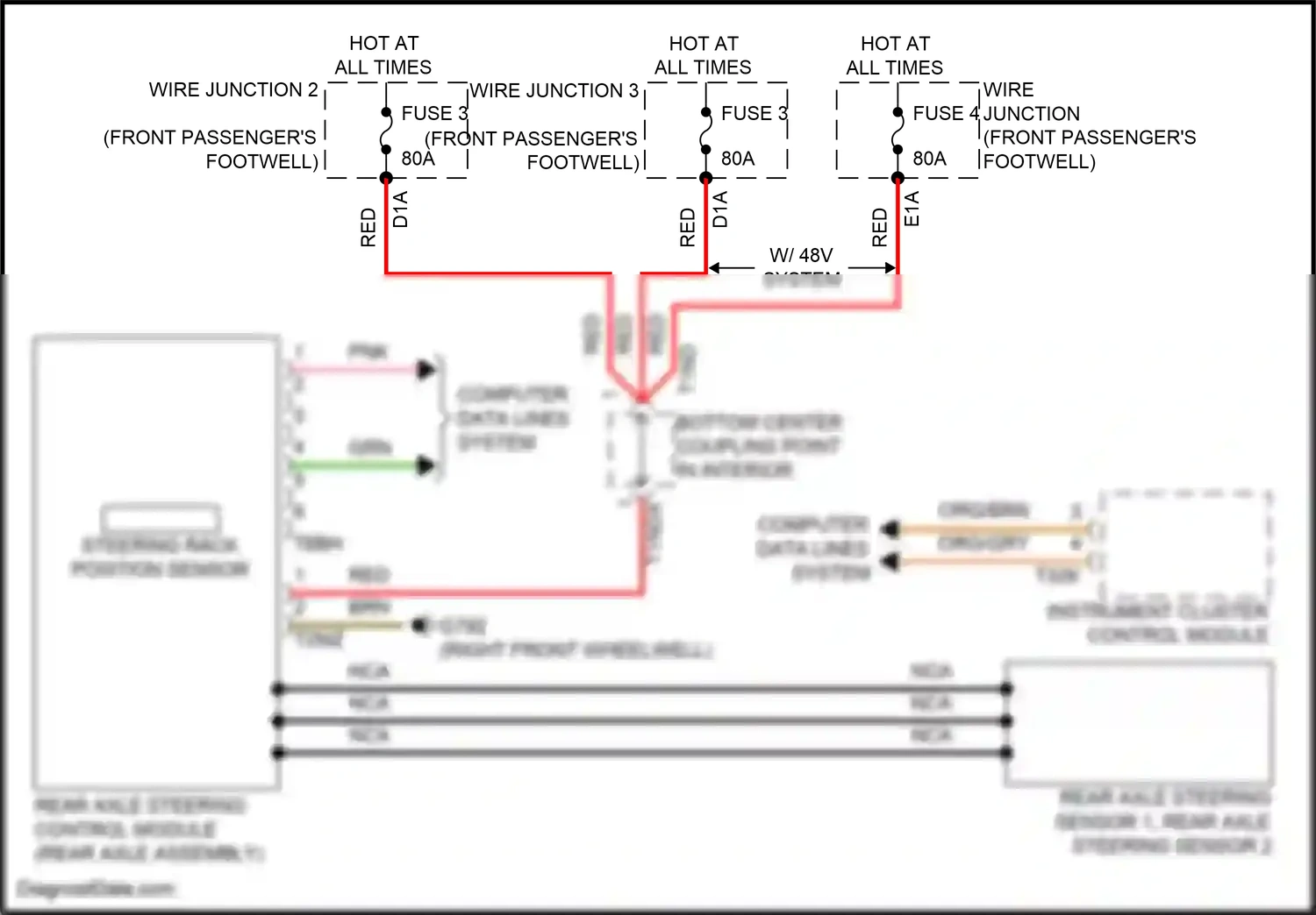 Wiring diagram rear axle steering control module for Audi SQ8 I facelift (2023-2024) (4 of 4)
