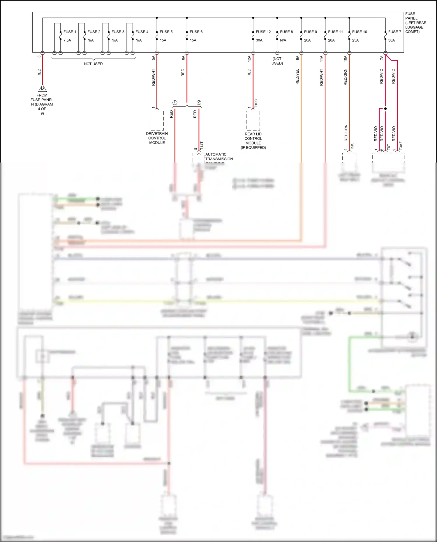 Wiring diagram rear lid control module for Audi SQ8 I facelift (2023-2024) (4 of 6)
