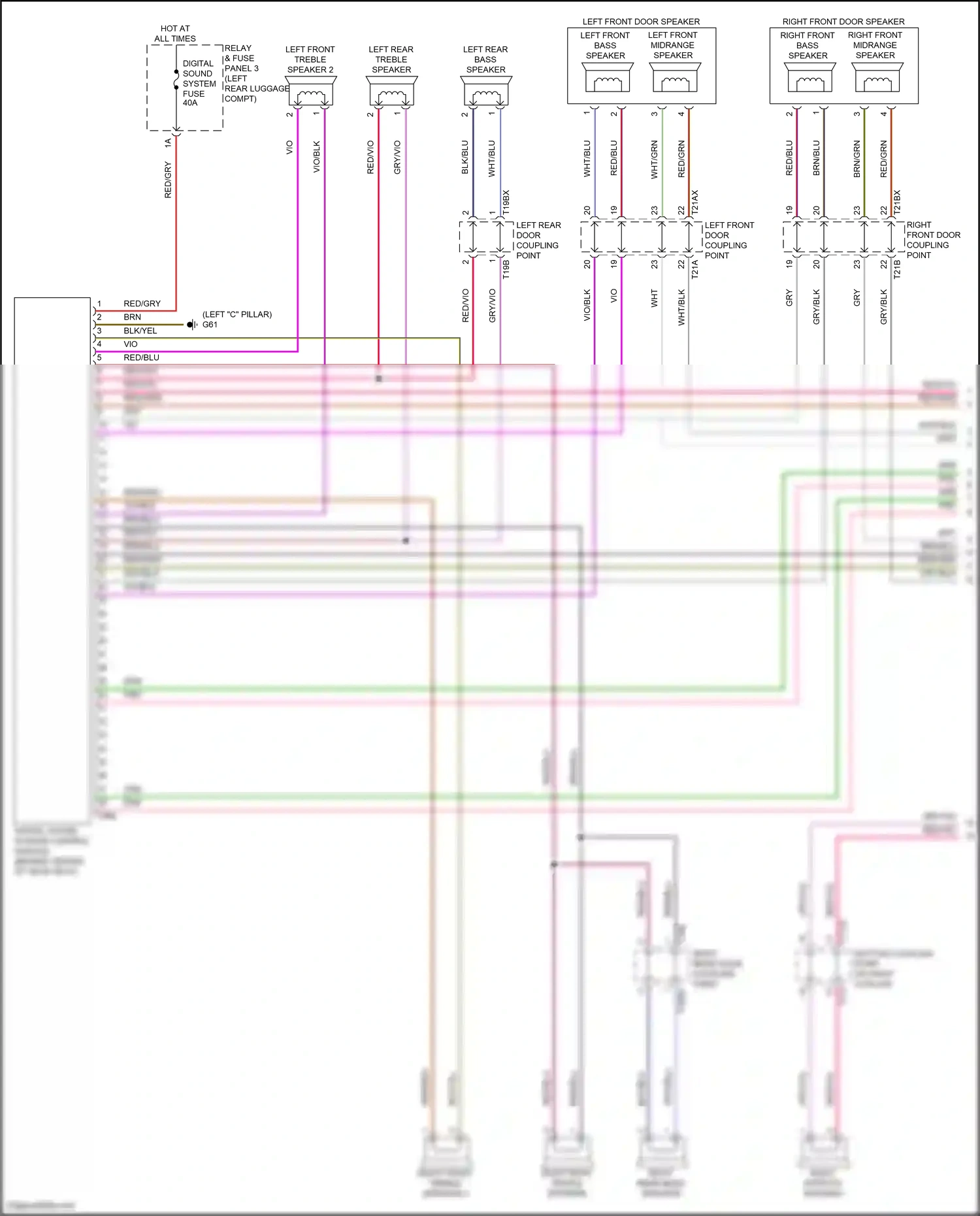Wiring diagram right front midrange speaker for Audi SQ8 I facelift (2023-2024) (2 of 4)