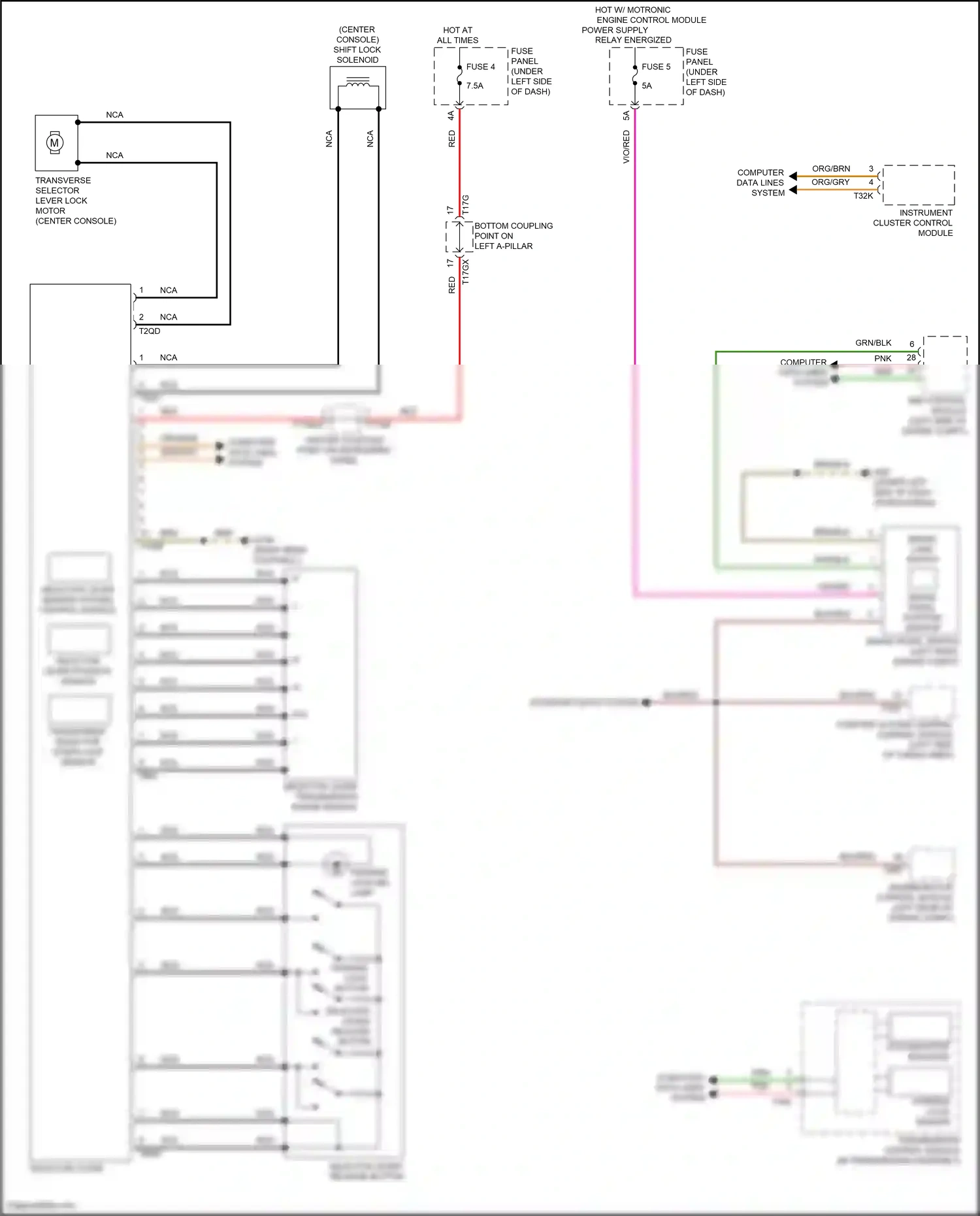 Wiring diagram selector lever sensor system control module for Audi SQ8 I facelift (2023-2024) (2 of 2)
