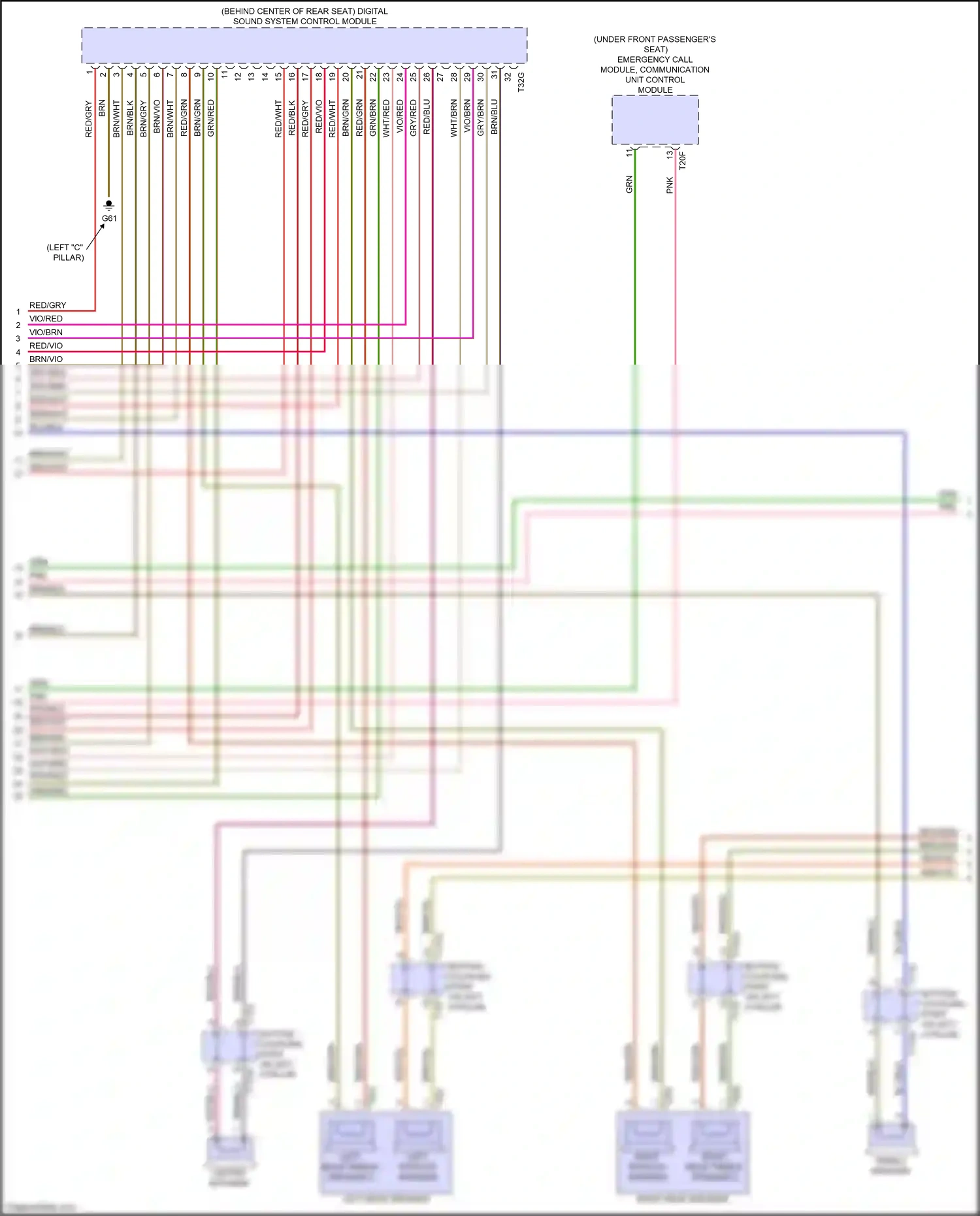 Wiring diagram bottom coupling point on left a-pillar for Audi SQ8 I (2019-2023) (34 of 38)
