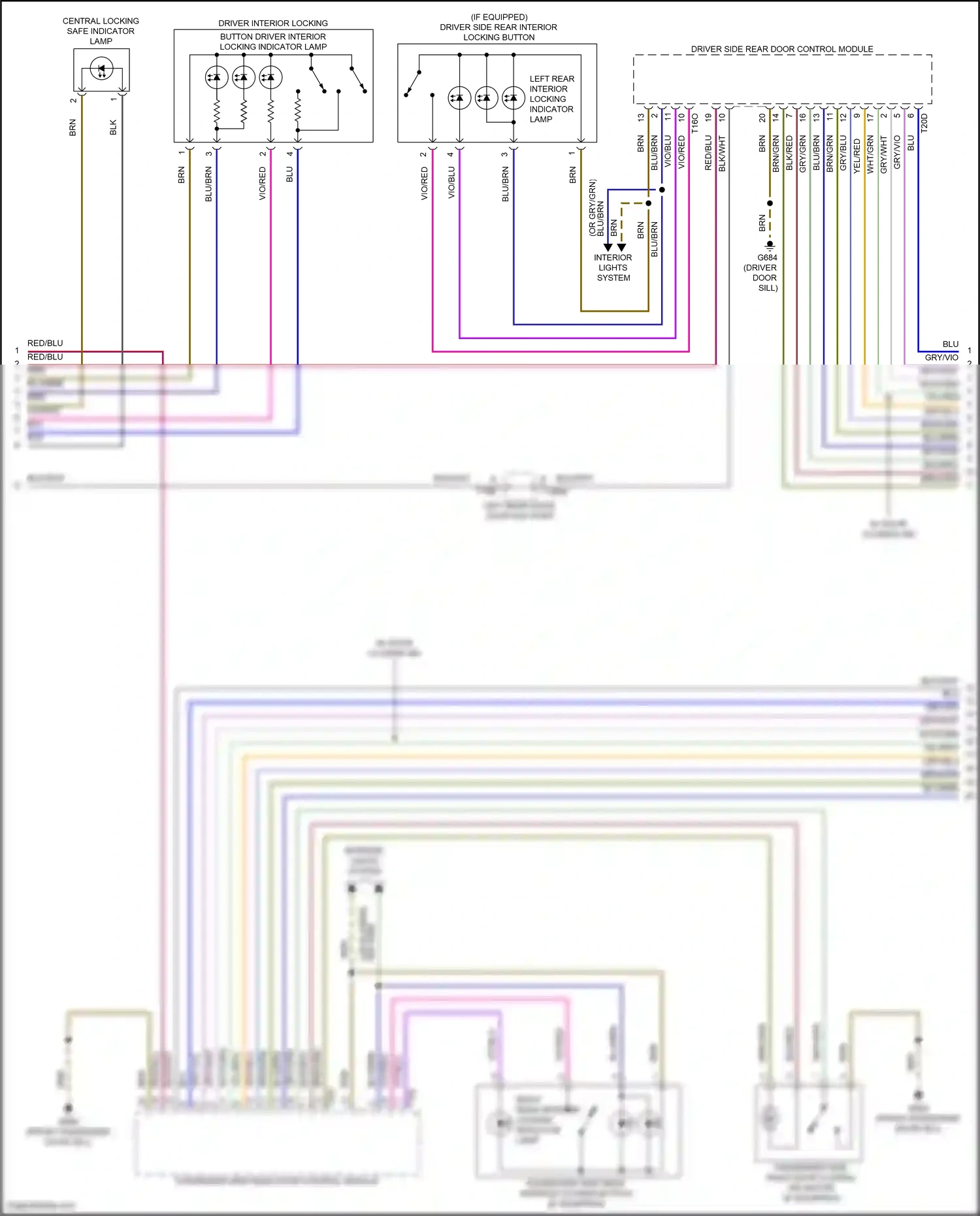 Wiring diagram driver side rear door control module for Audi SQ8 I (2019-2023) (3 of 8)
