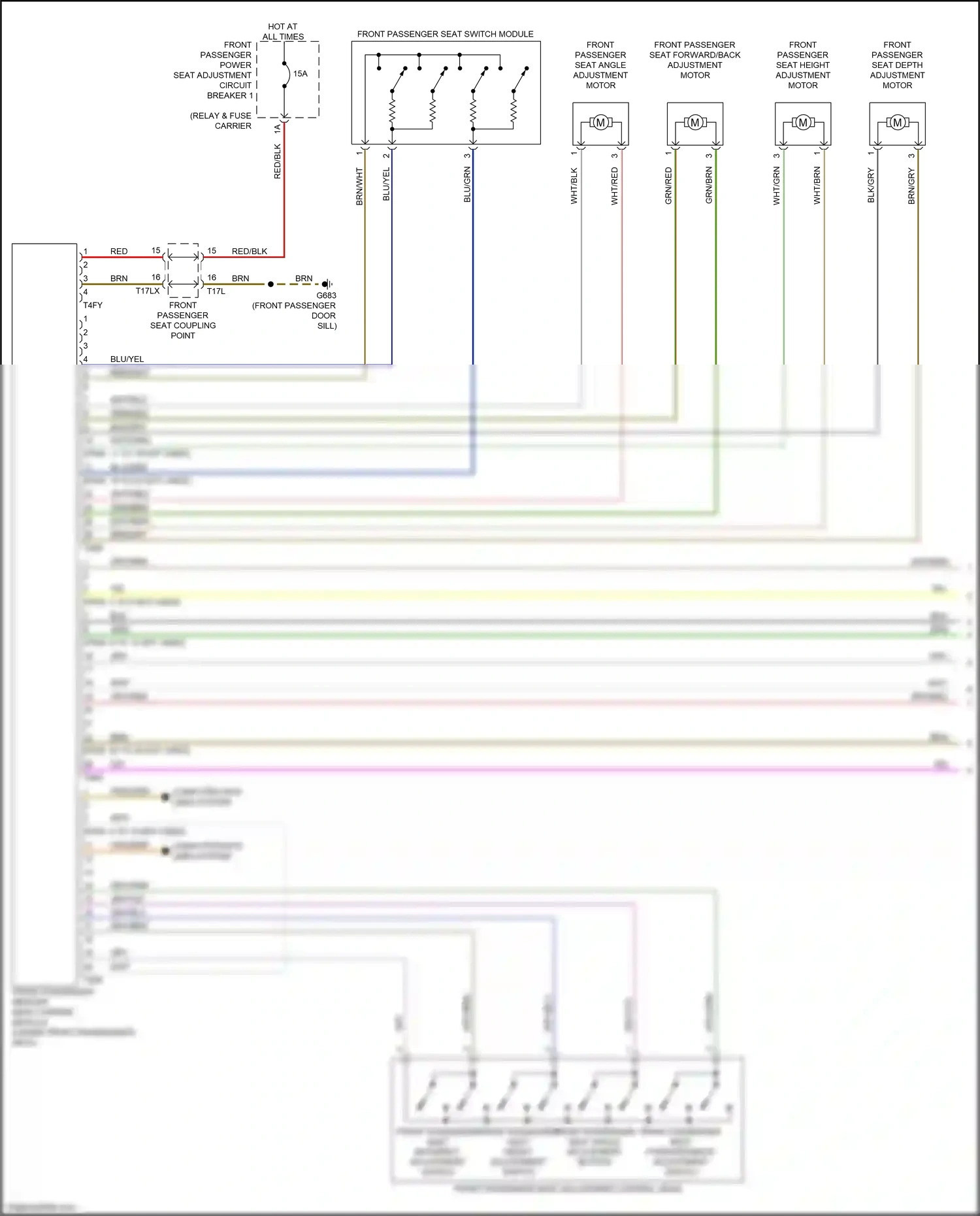 Wiring diagram front passenger memory seat control module for Audi SQ8 I (2019-2023) (4 of 6)
