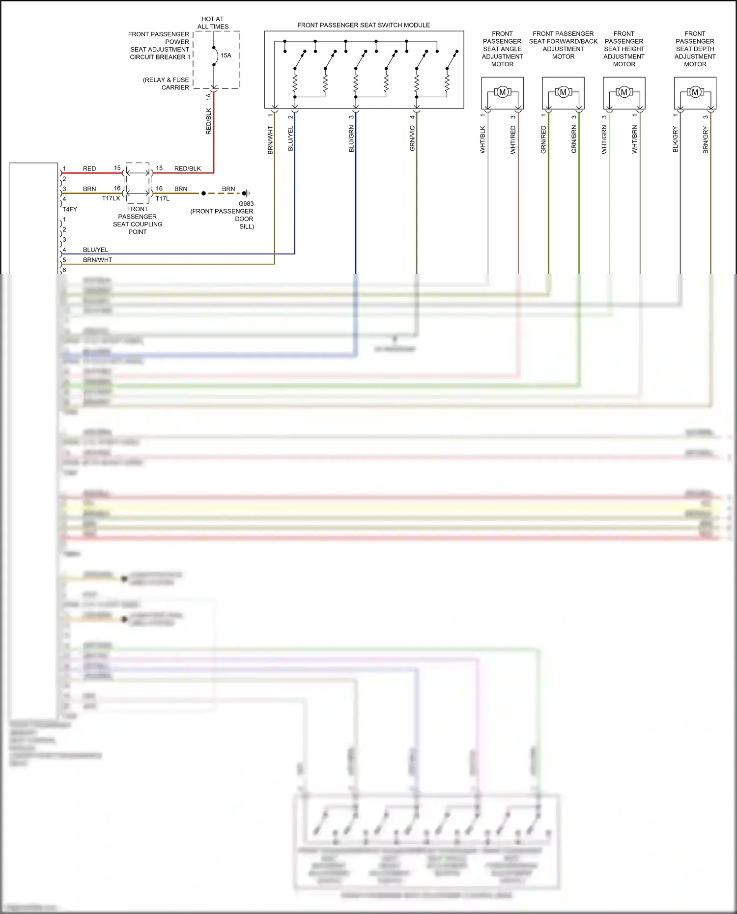 Wiring diagram front passenger seat switch module for Audi SQ8 I (2019-2023) (1 of 2)