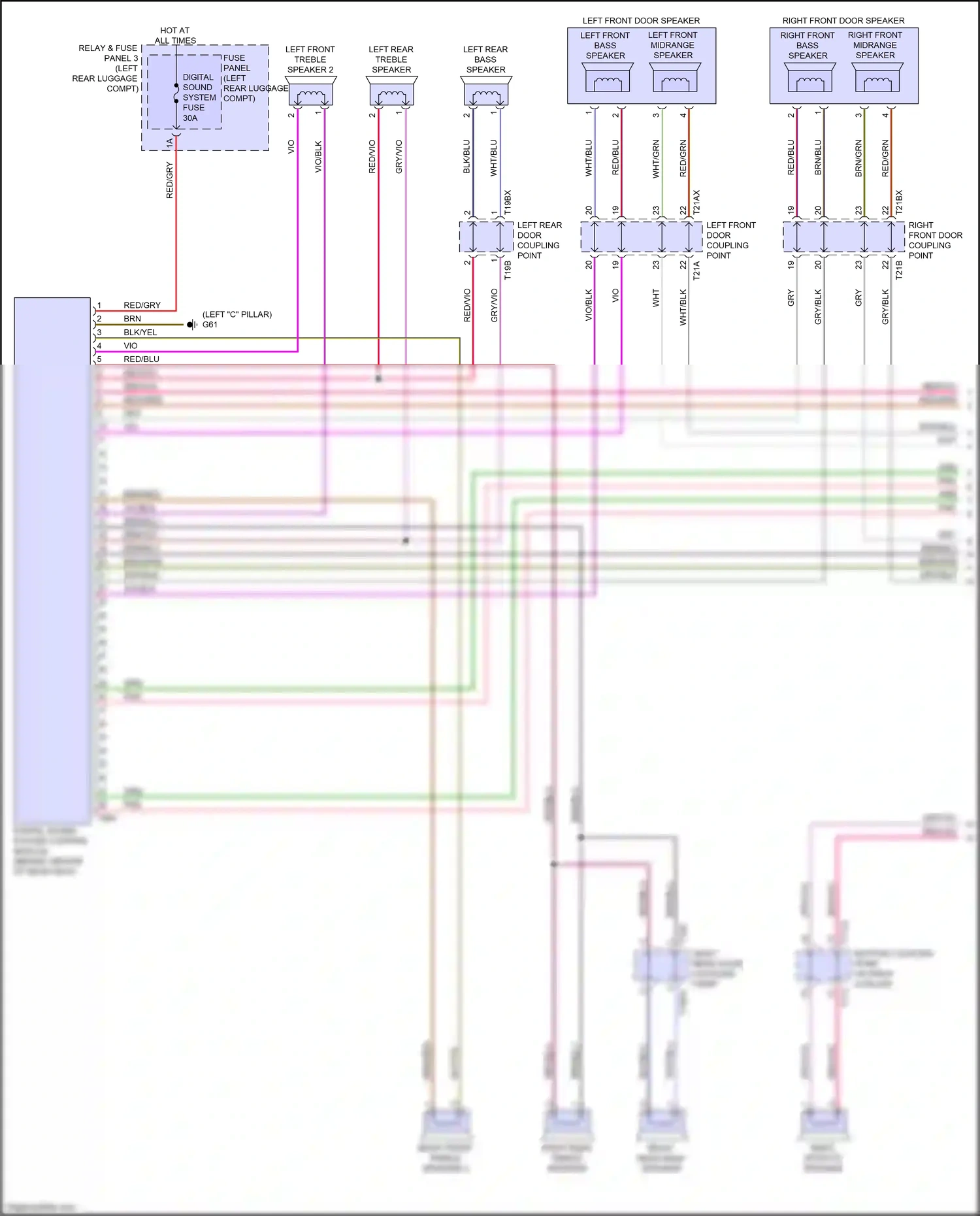 Wiring diagram left "c" pillar) for Audi SQ8 I (2019-2023) (4 of 7)