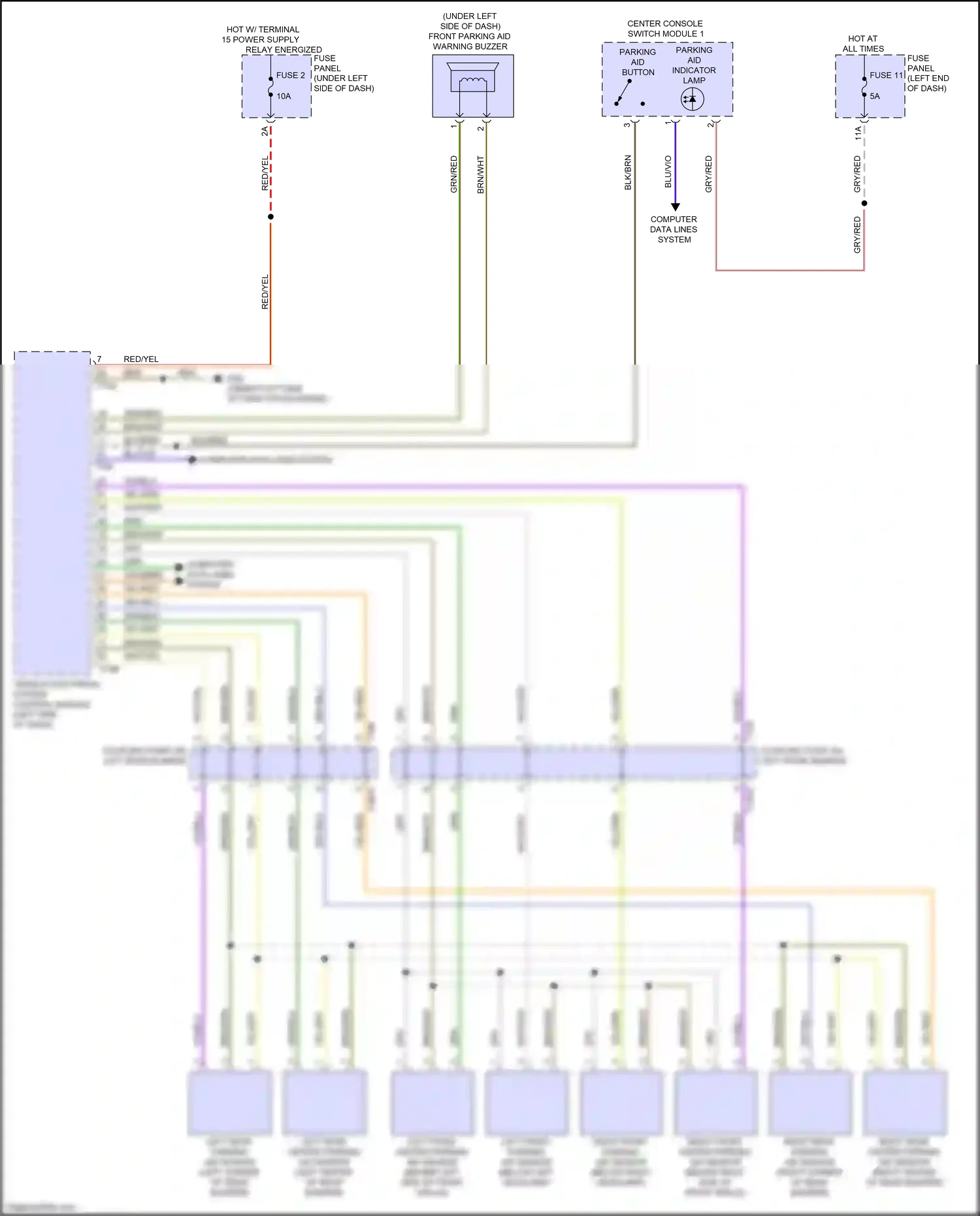 Wiring diagram left front parking aid sensor for Audi SQ8 I (2019-2023) (1 of 3)