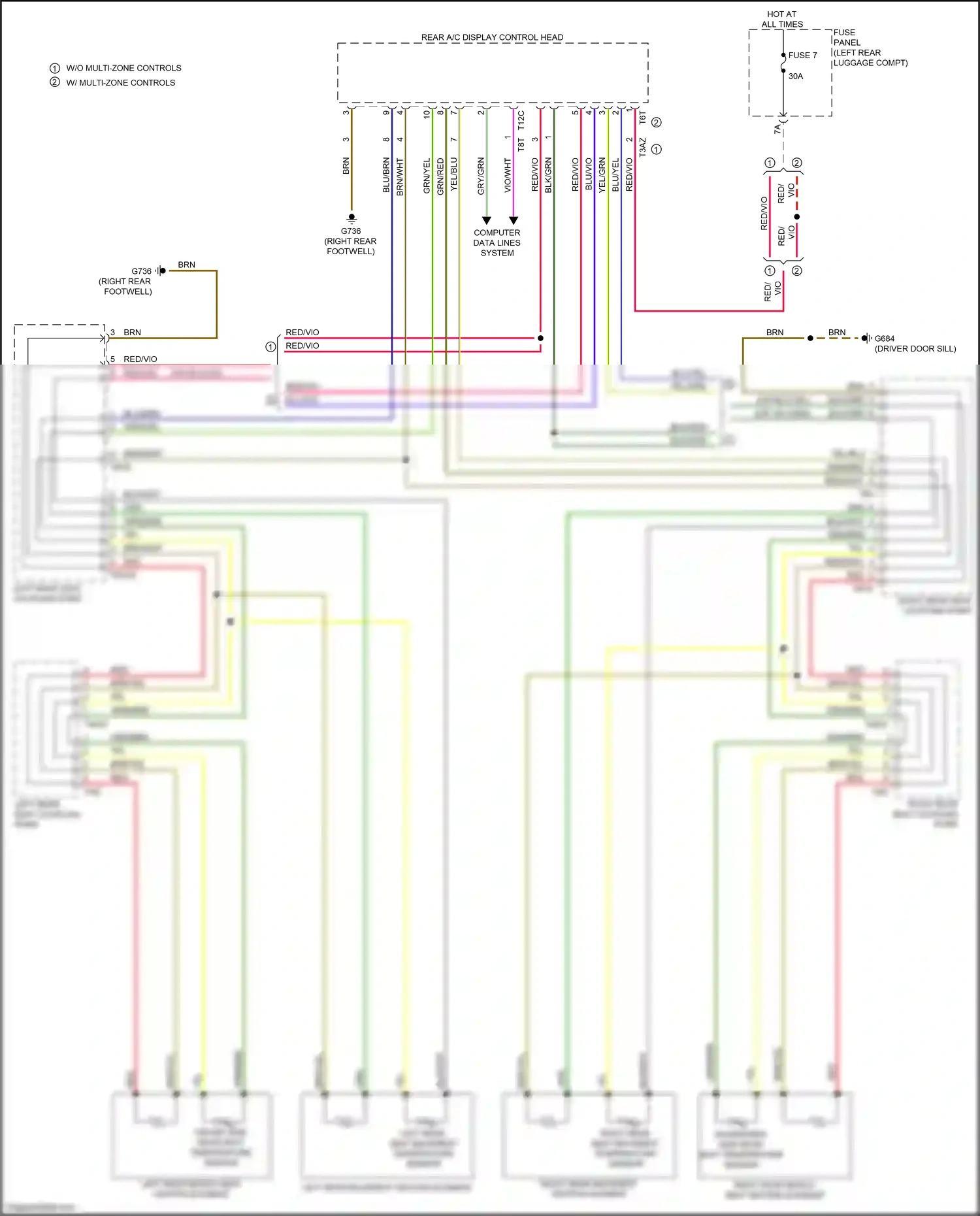 Wiring diagram left rear backrest heating element for Audi SQ8 I (2019-2023) (2 of 2)