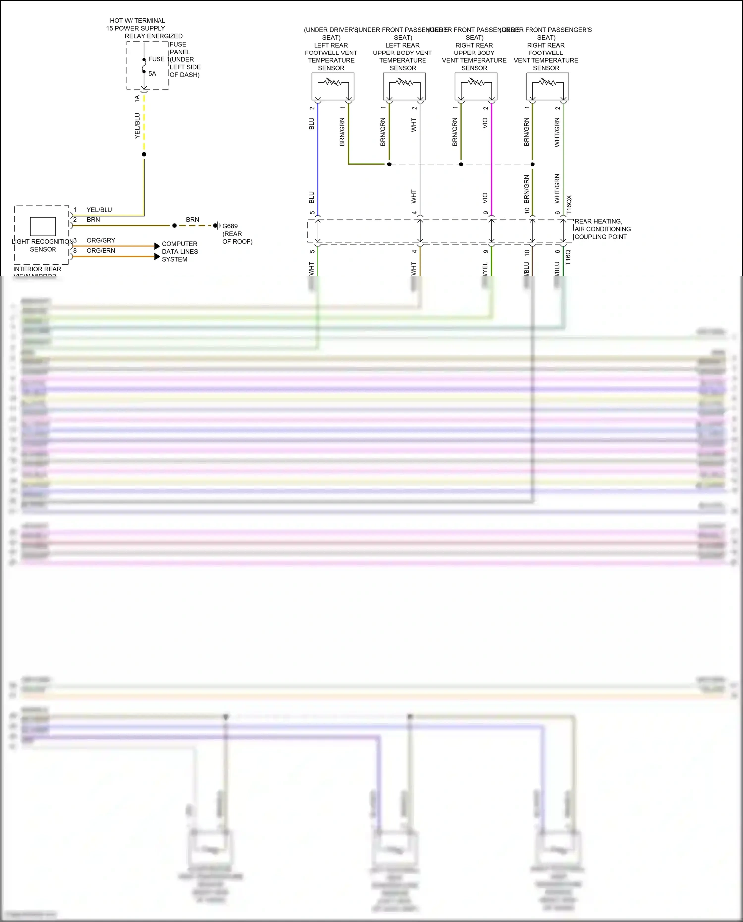 Wiring diagram left rear upper body vent temperature sensor for Audi SQ8 I (2019-2023) (1 of 2)