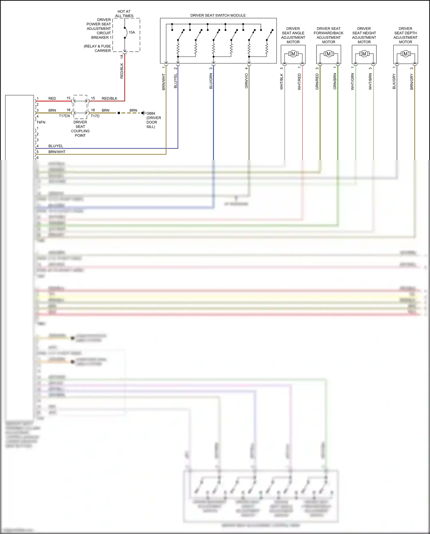 Wiring diagram memory seat/ steering column adjustment control module for Audi SQ8 I (2019-2023) (2 of 6)