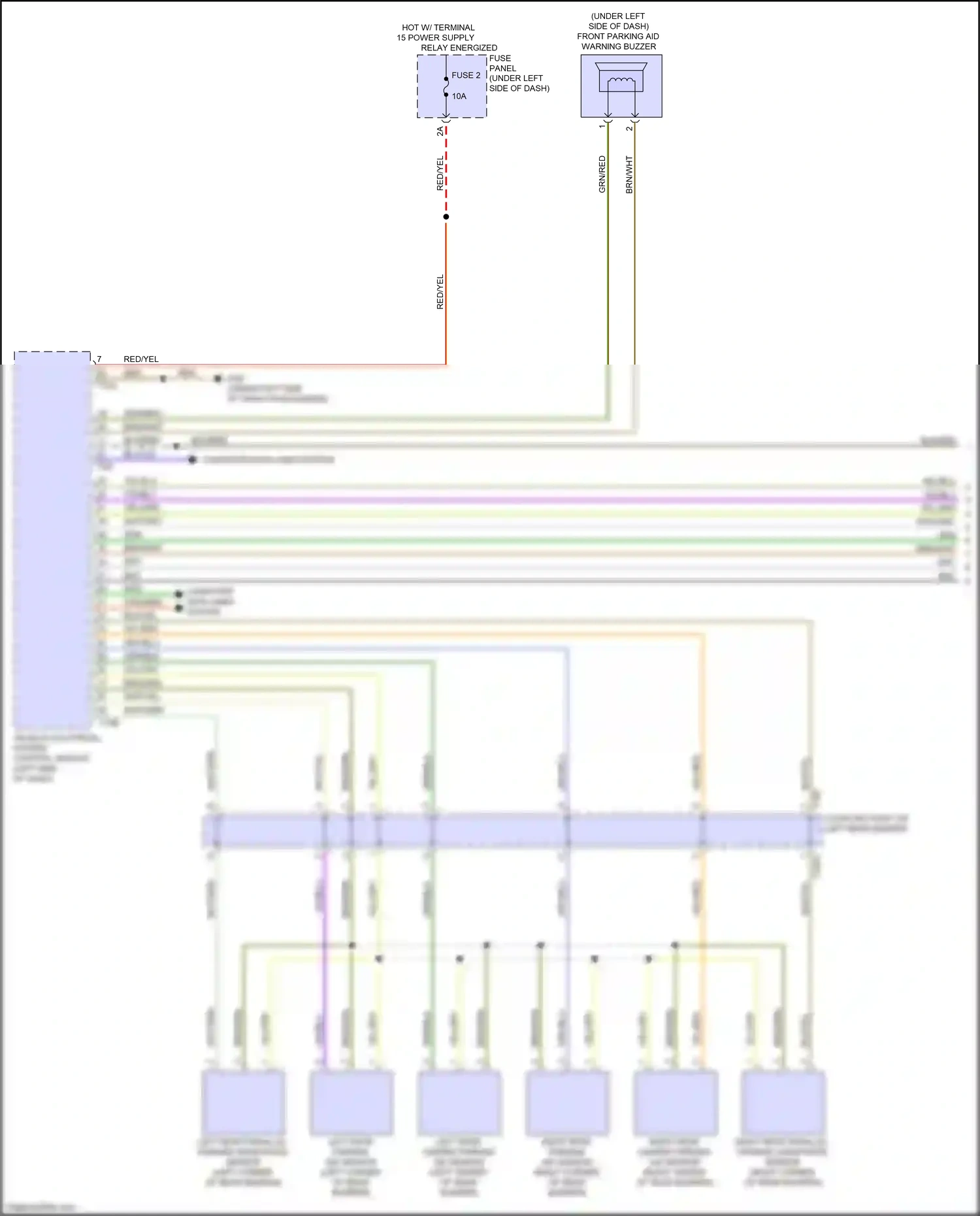 Wiring diagram right rear parallel parking assistance sensor for Audi SQ8 I (2019-2023) (1 of 2)