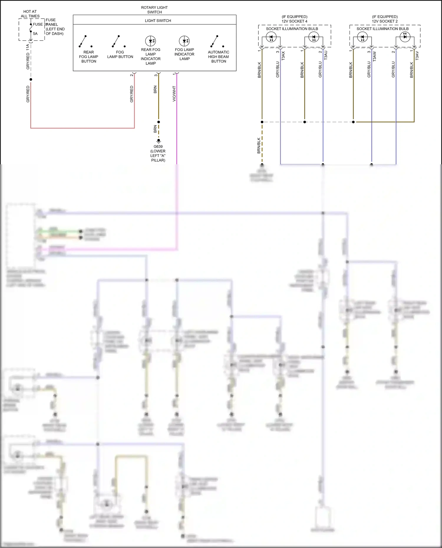 Wiring diagram rotary light switch for Audi SQ8 I (2019-2023) (5 of 6)