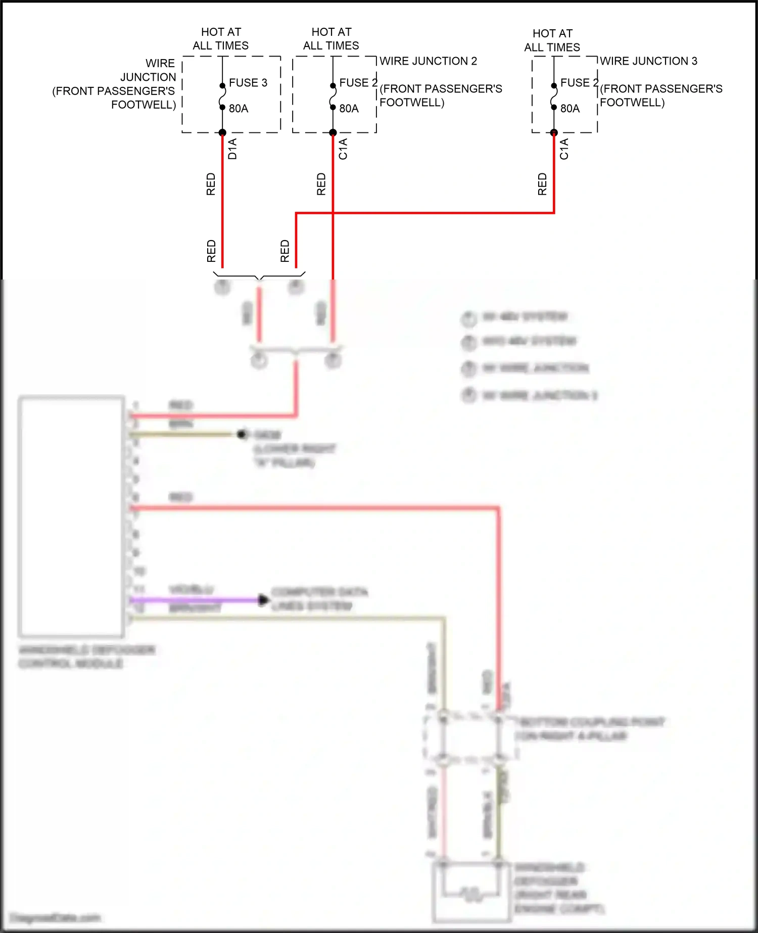 Audi SQ8 I (2019-2023) windshield defogger control module wiring diagram  (3 of 4)