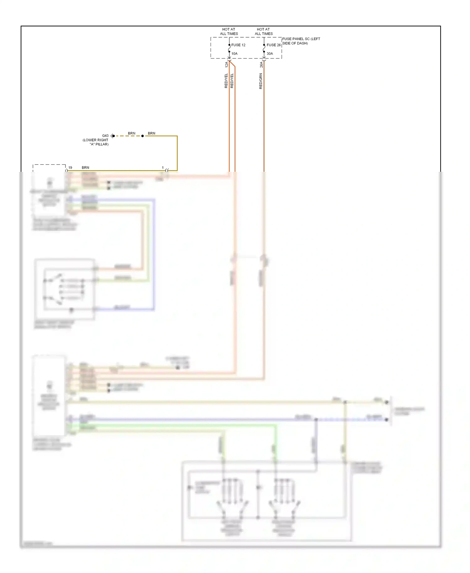 Wiring diagram right front window regulator switch for Audi TT 8J facelift (2010-2014) (1 of 1)