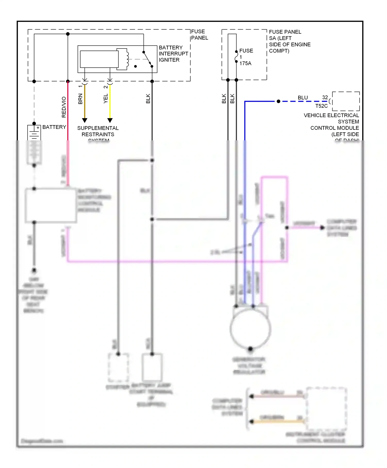 Wiring diagram supplemental restraints system for Audi TT 8J facelift (2010-2014) (2 of 6)