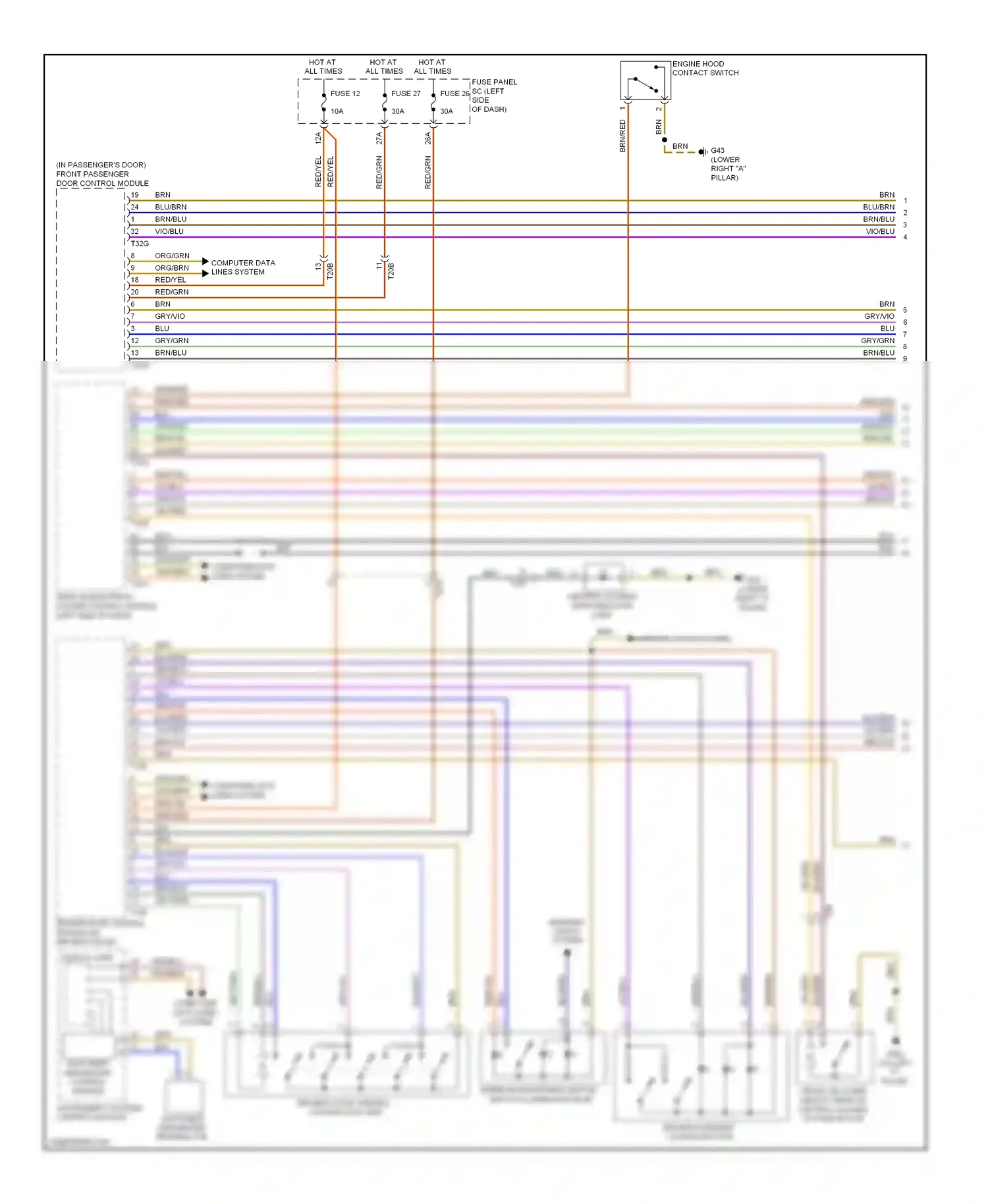 Audi TT 8J facelift (2010-2014) vehicle electrical system control module (left side of dash) wiring diagram  (3 of 27)