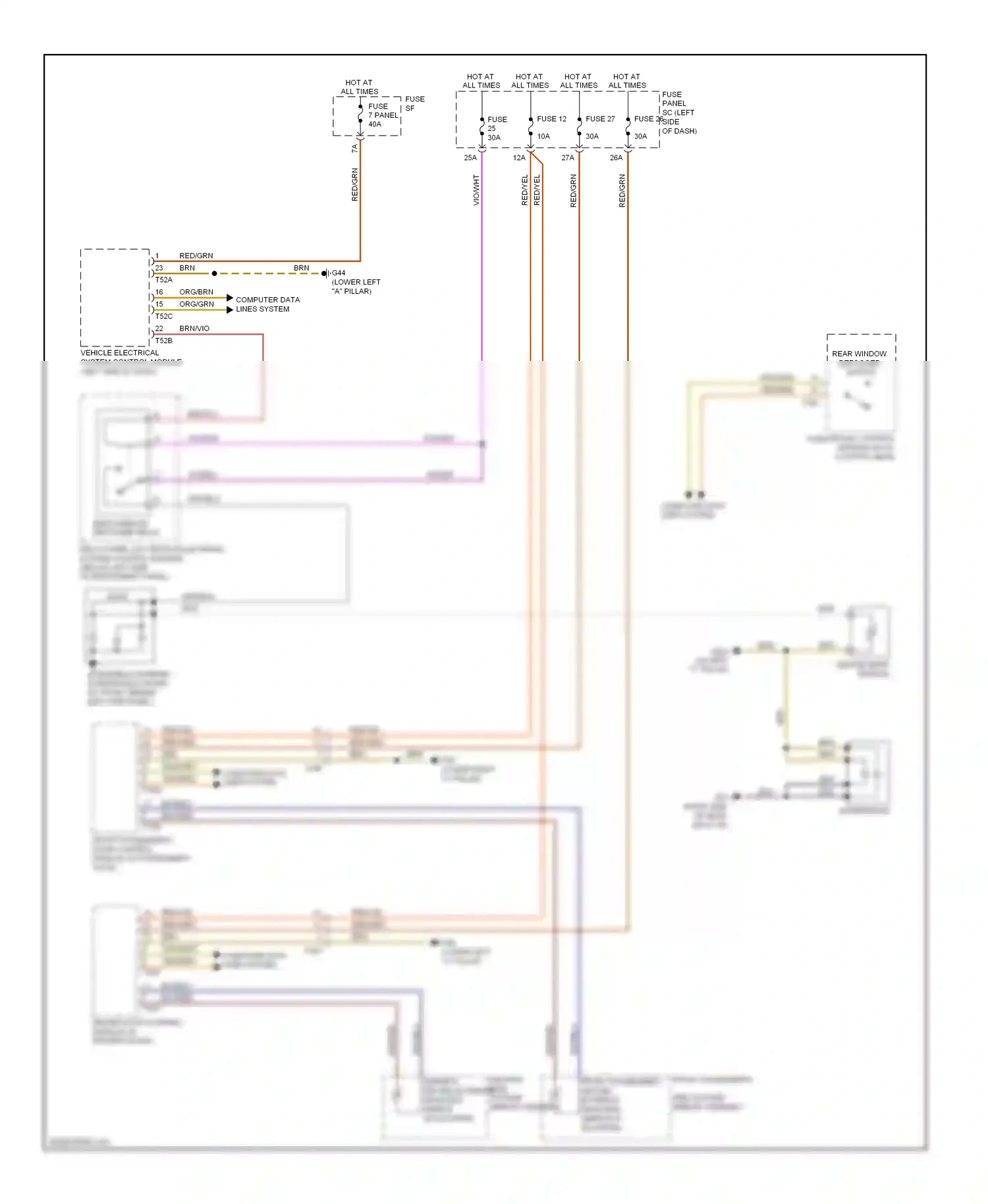 Audi TT 8J facelift (2010-2014) vehicle electrical system control module (left side of dash) wiring diagram  (6 of 27)