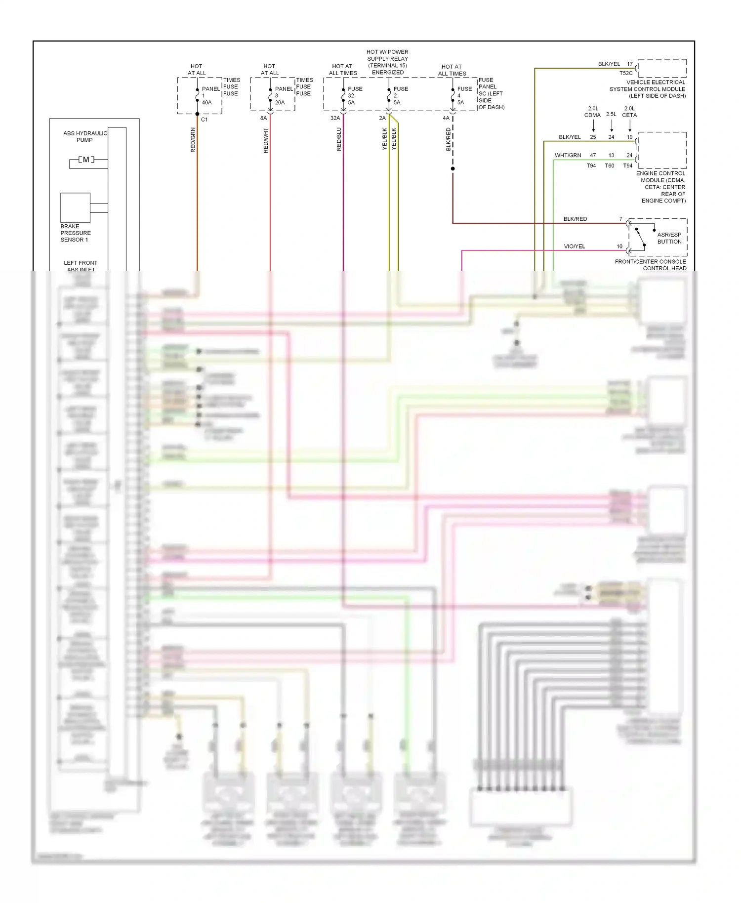 Audi TT 8J facelift (2010-2014) vehicle electrical system control module (left side of dash) wiring diagram  (2 of 27)