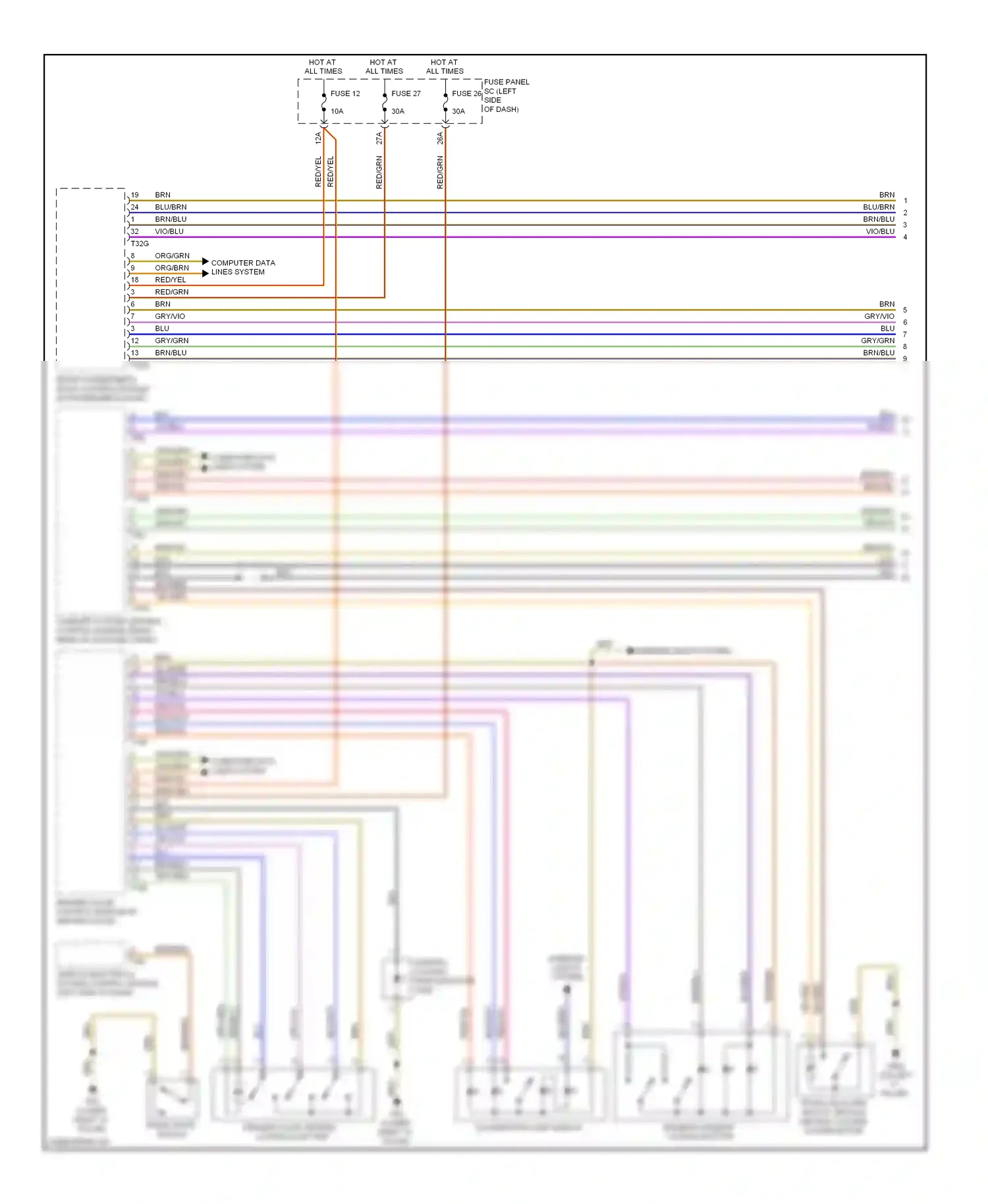 Wiring diagram driver's interior locking button for Audi TT 8J (2006-2010) (1 of 4)