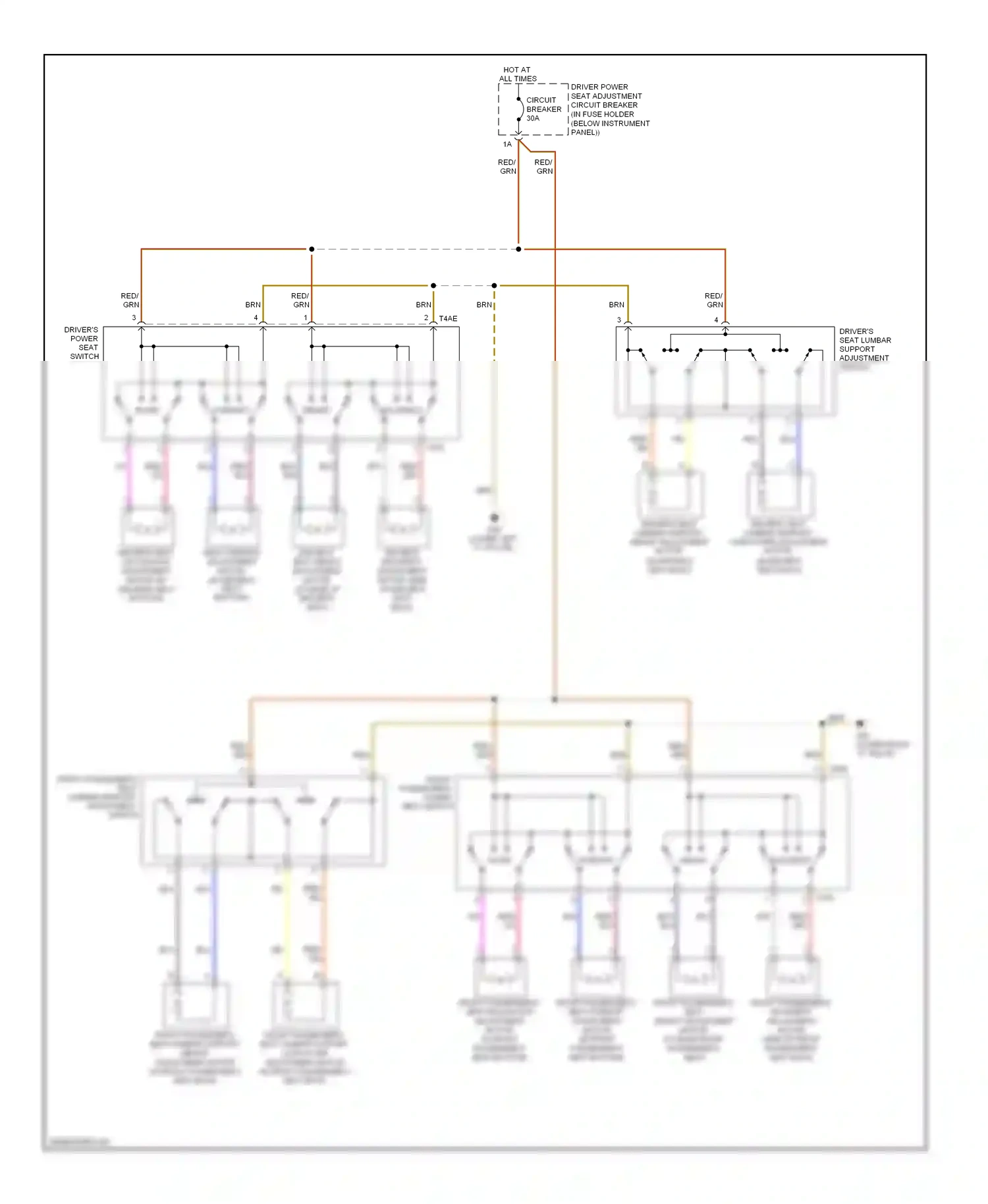 Wiring diagram front passenger's power seat switch for Audi TT 8J (2006-2010) (2 of 2)