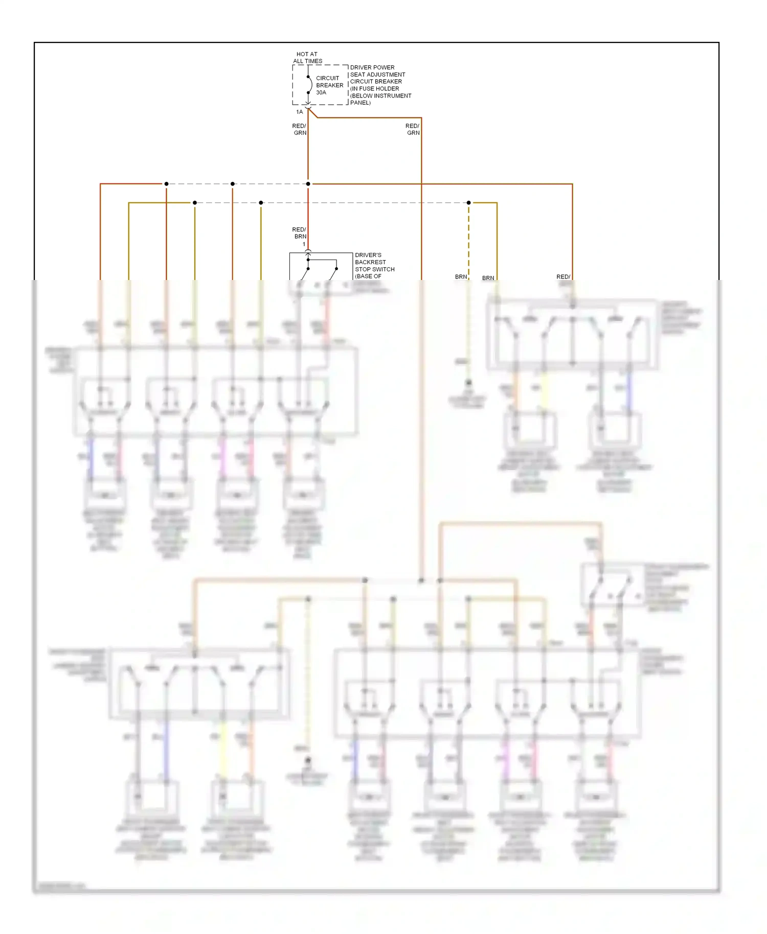 Wiring diagram front passenger's power seat switch for Audi TT 8J (2006-2010) (1 of 2)