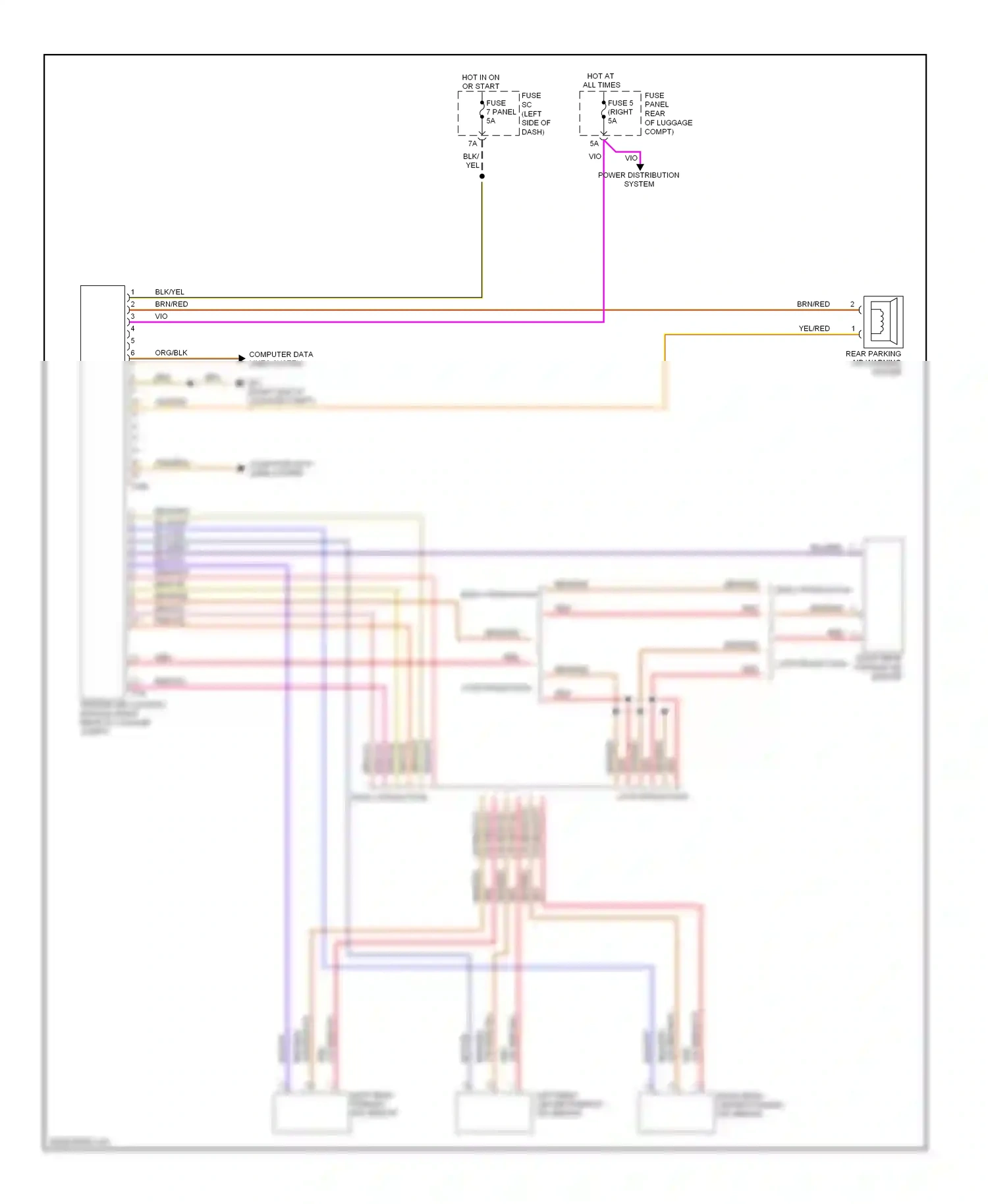 Wiring diagram left rear parking aid sensor for Audi TT 8J (2006-2010) (1 of 1)