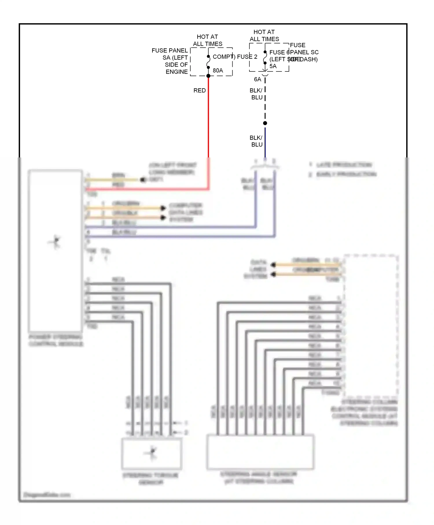Audi TT 8J (2006-2010) steering angle sensor (at steering column) wiring diagram  (1 of 1)
