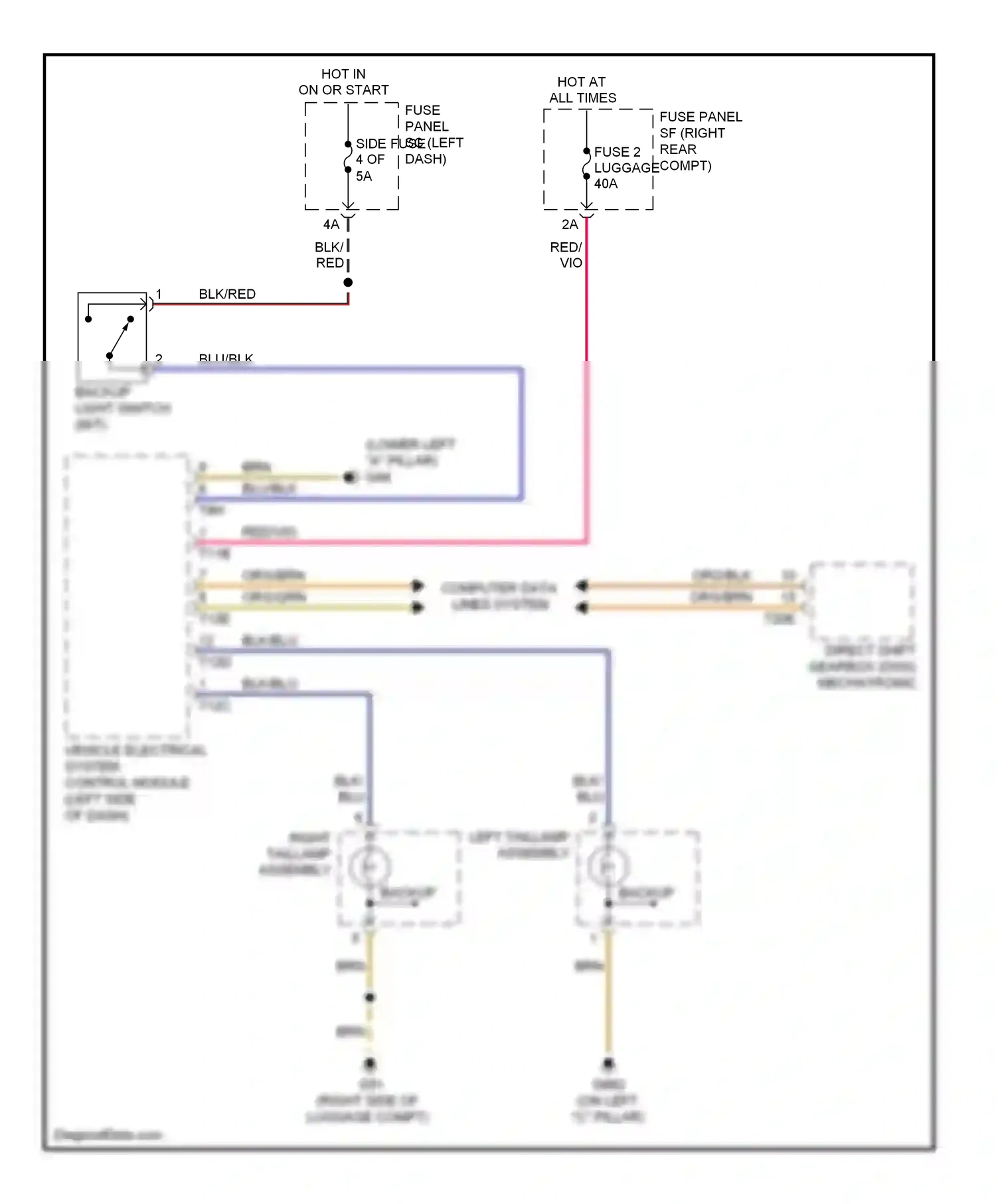 Audi TT 8J (2006-2010) vehicle electrical system control module (left side of dash) wiring diagram  (3 of 26)